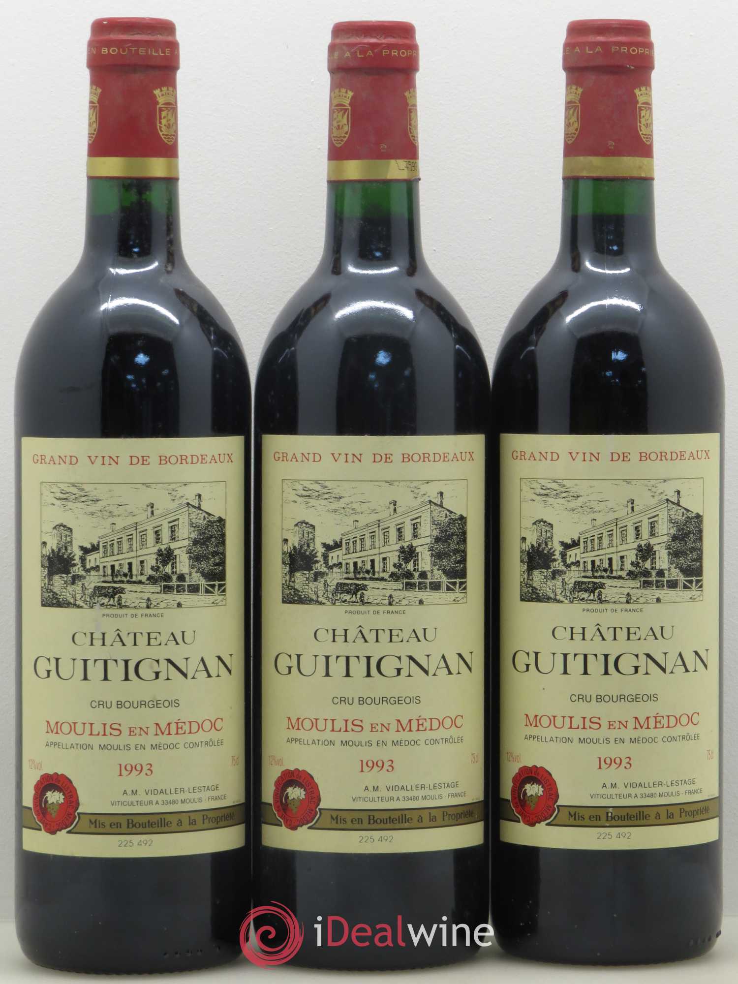 Bordeaux Chateau Guitignan Moulis en Medoc 1993 - Posten von 3 Flaschen - 0