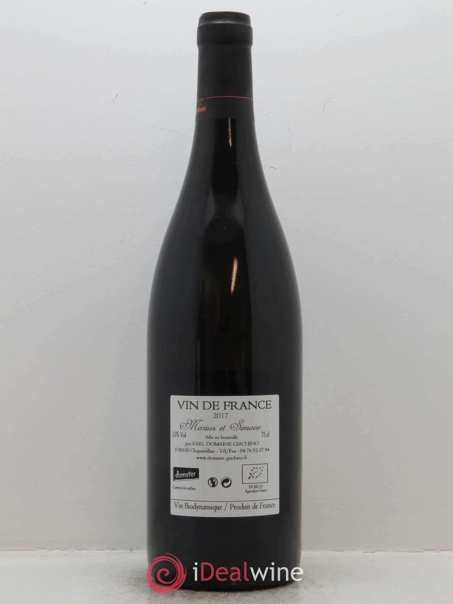 Vin de France (anciennement Vin de Savoie) Marius et Simone Giachino 2017 - Lot de 1 bouteille - 1