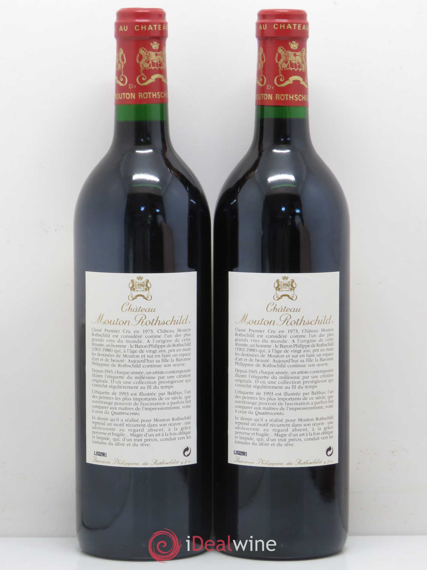 Château Mouton Rothschild 1er Grand Cru Classé 1993 - Lot de 2 bouteilles - 1