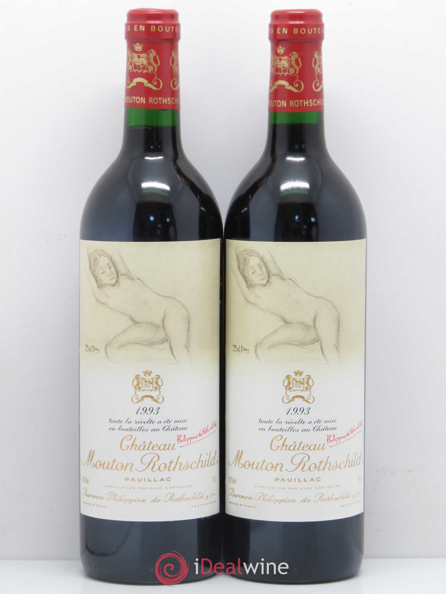Château Mouton Rothschild 1er Grand Cru Classé 1993 - Lot de 2 bouteilles - 0