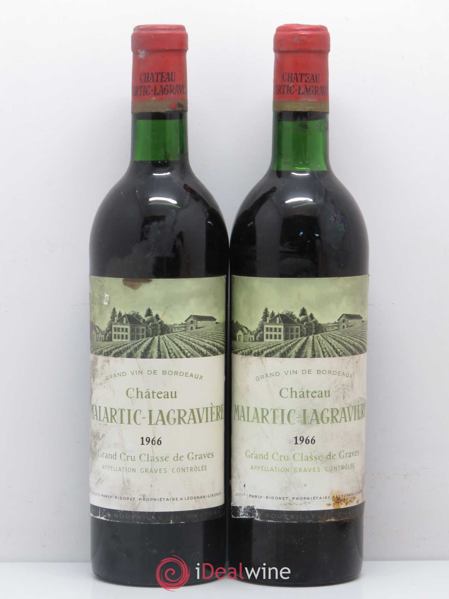 Château Malartic-Lagravière Cru Classé de Graves 1966 - Lot de 2 bouteilles - 0