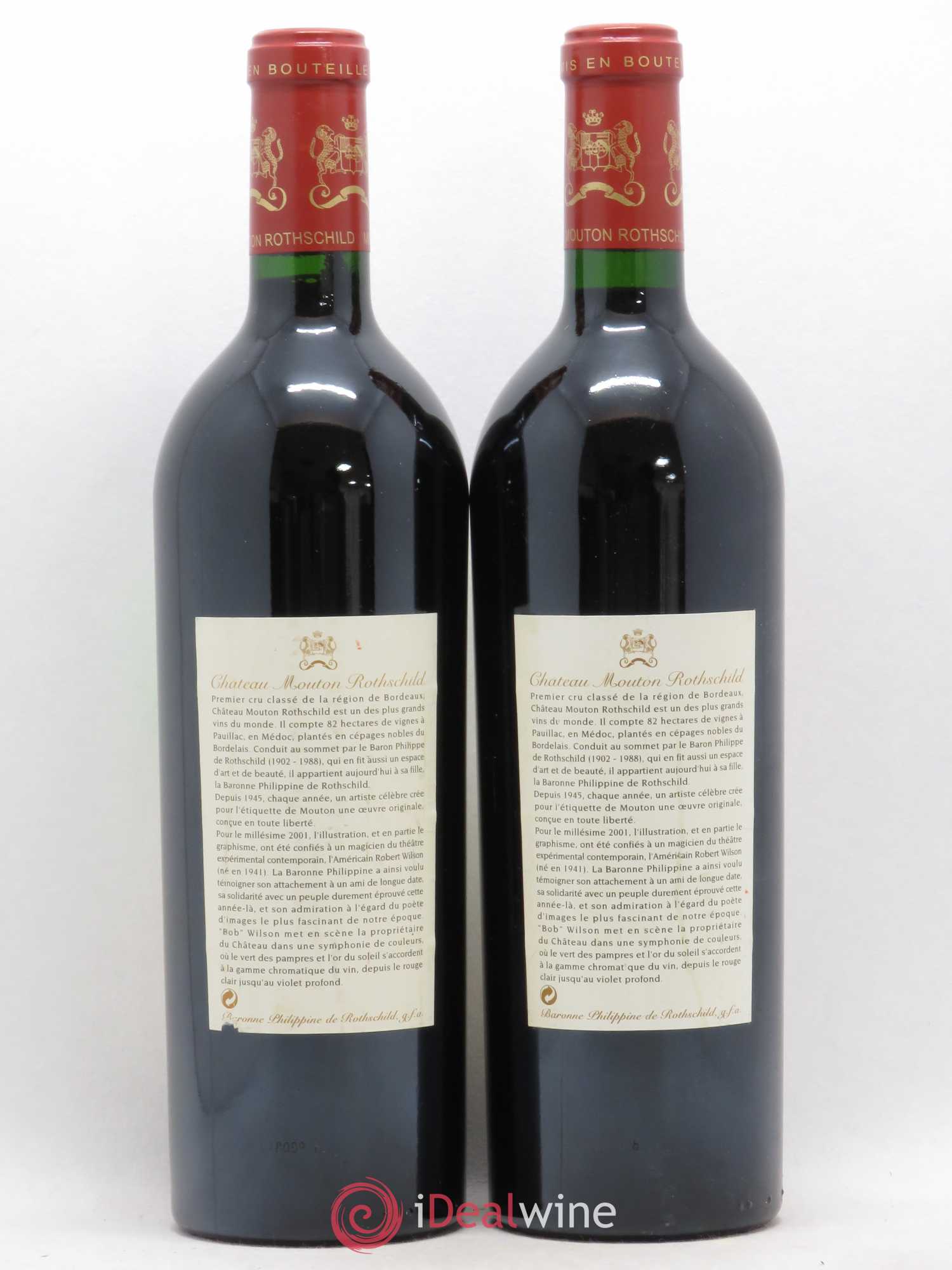 Château Mouton Rothschild 1er Grand Cru Classé 2001 - Lot de 2 bouteilles - 1