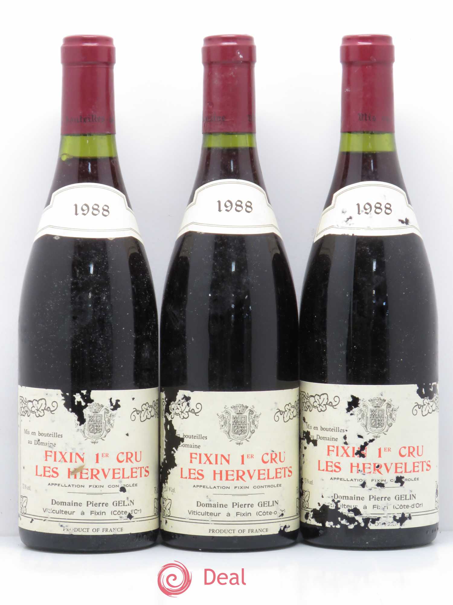 Fixin 1er Cru Les Hervelets Pierre Gelin 1988 - Posten von 3 Flaschen - 0