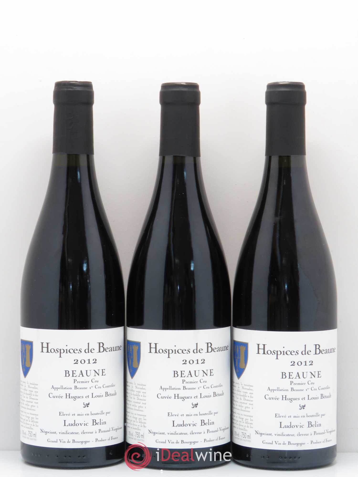 Beaune 1er Cru Hospices de Beaune Cuvée Hugues et Louis Betault Mise Ludovic Belin (sans prix de réserve) 2012 - Posten von 3 Flaschen - 0