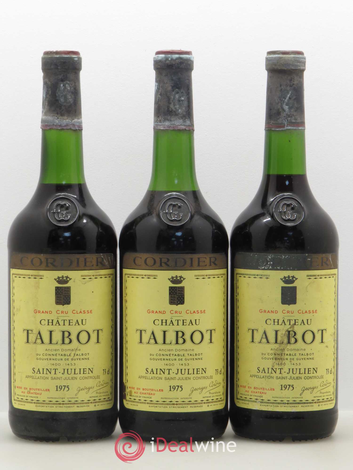 Château Talbot 4ème Grand Cru Classé 1975 - Lot de 3 bouteilles - 0
