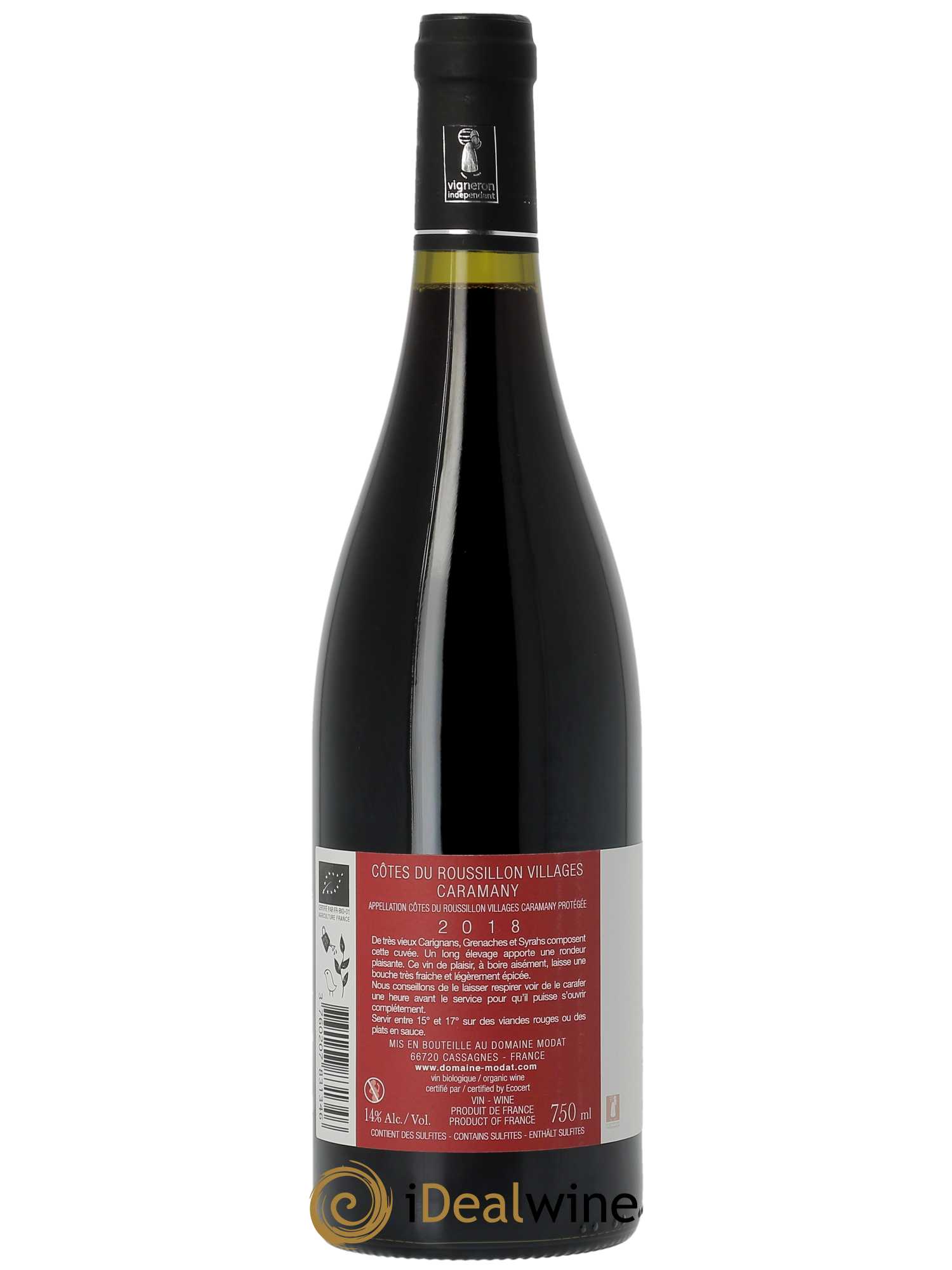 Côtes du Roussillon Villages Caramany Modat (Domaine) Comme Avant 2018 - Lot of 1 bottle - 1