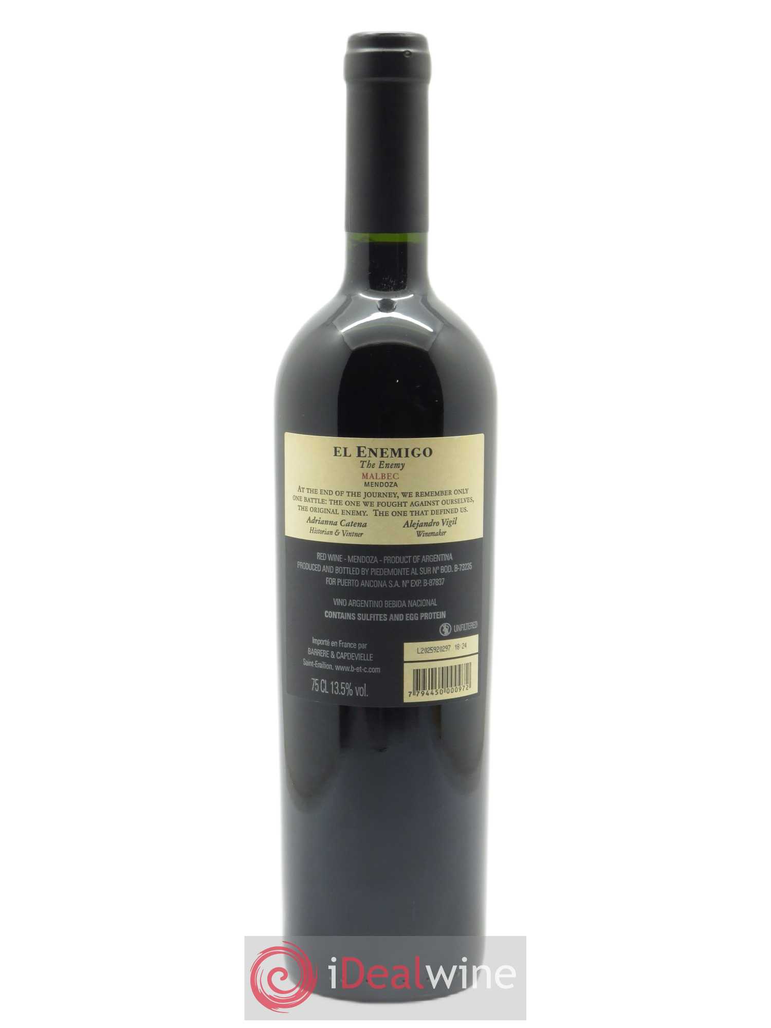 Mendoza Malbec El Enemigo 2017 - Lot of 1 bottle - 1