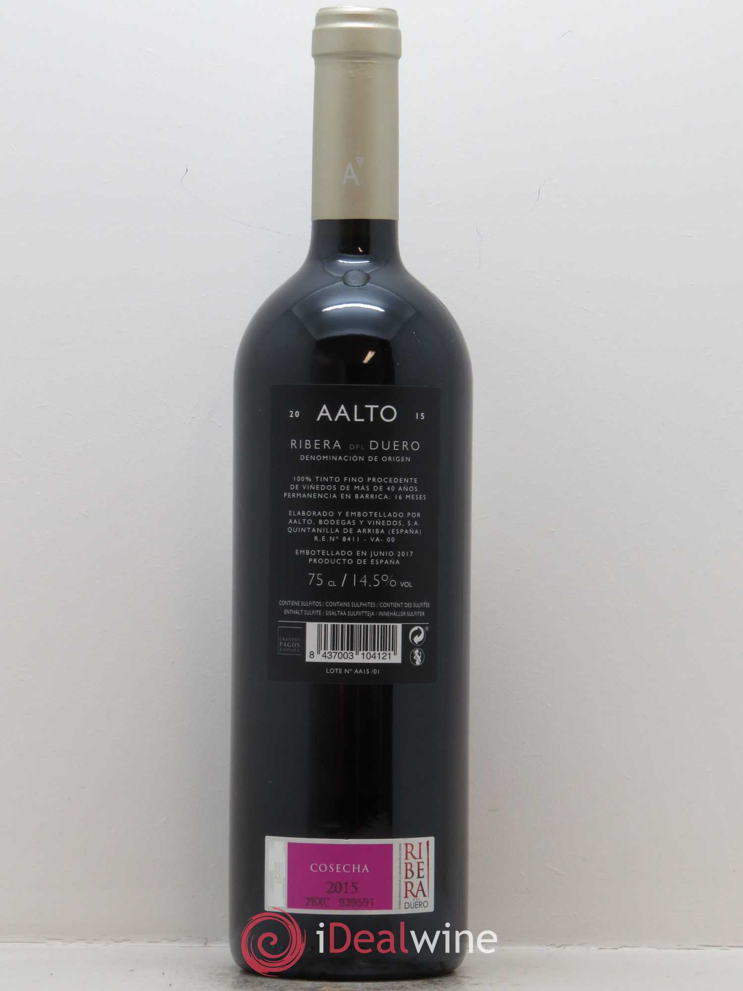Ribera Del Duero DO Aalto Bodegas y Vinedos Aalto 2015 - Lot de 1 bouteille - 1