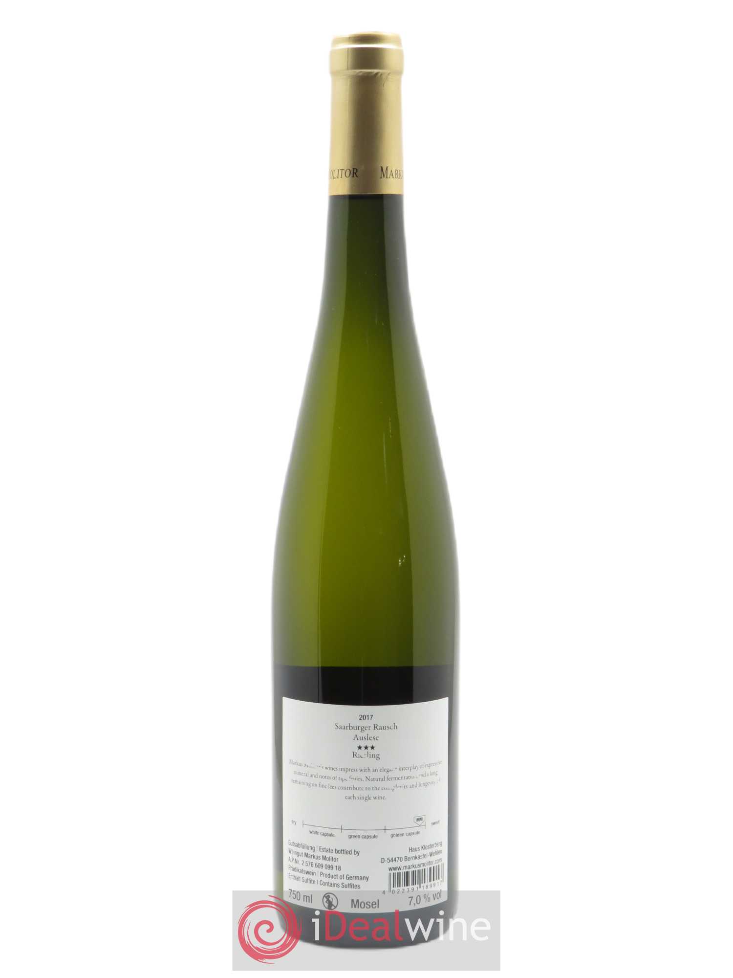 Riesling Markus Molitor Saarburger Rausch Auslese°°° Gold Capsule 2017 - Lot de 1 bouteille - 1