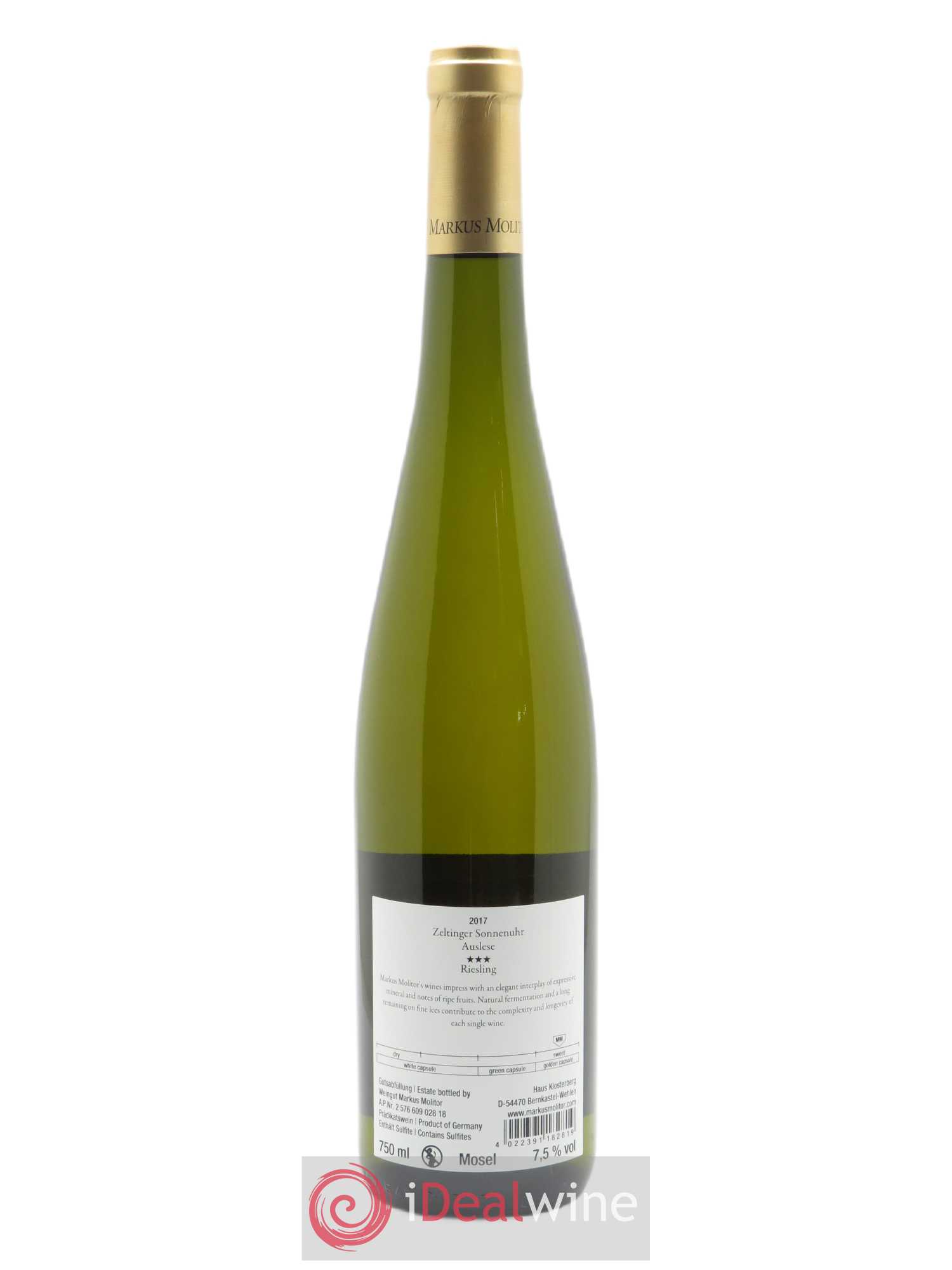 Riesling Markus Molitor Zeltinger Sonnenuhr Auslese Gold Capsule°°° 2017 - Lot de 1 bouteille - 1