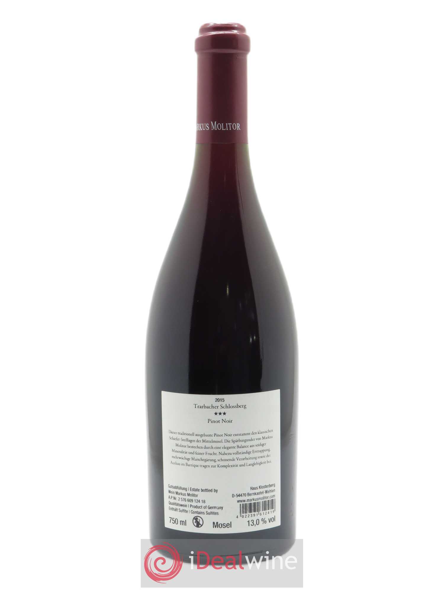 Pinot Noir Markus Molitor Trarbacher Schlossberg°°° 2015 - Lot de 1 bouteille - 1