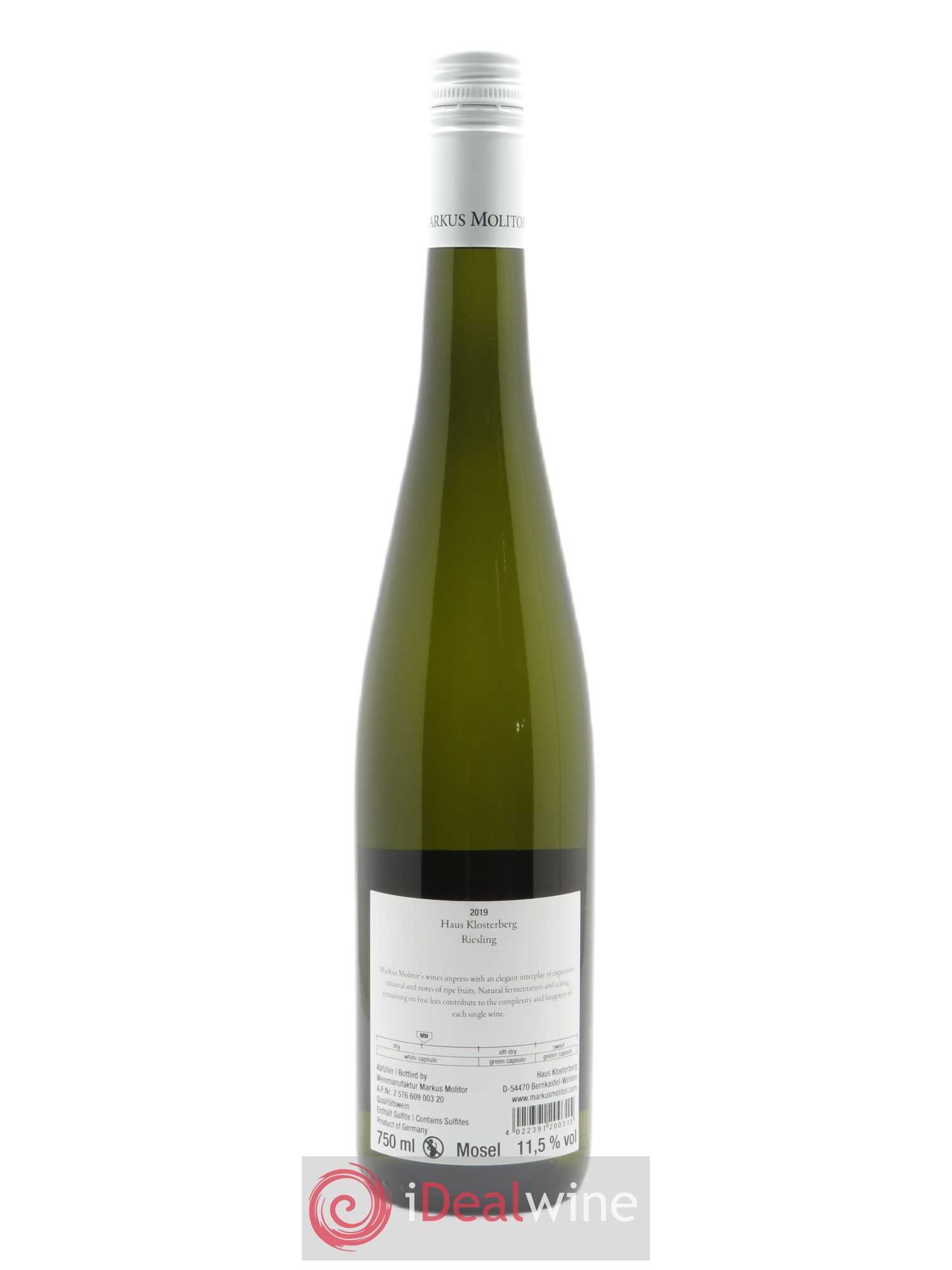 Riesling Markus Molitor Haus Klosterberg White Capsule 2019 - Lot de 1 bouteille - 1