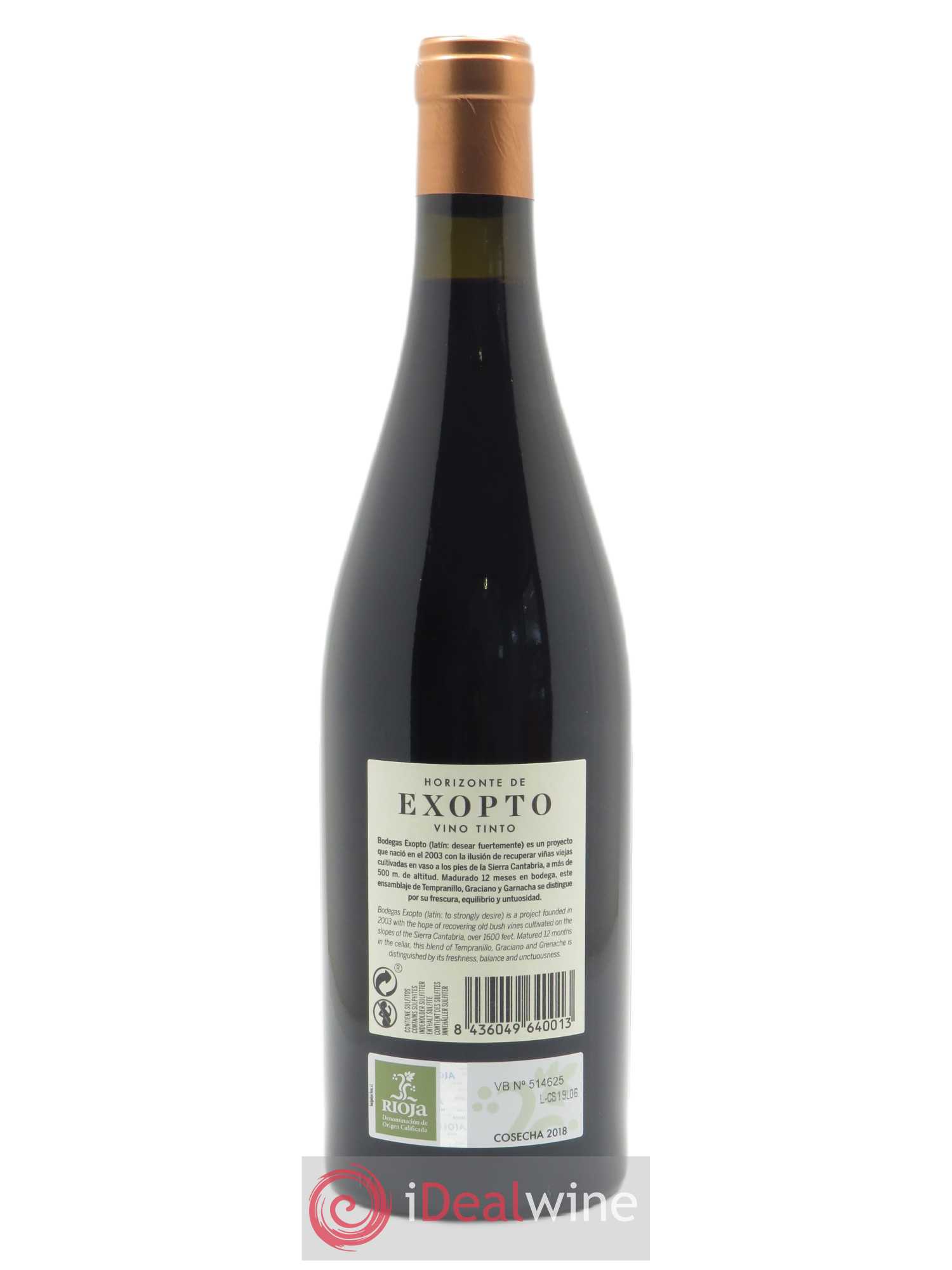 Rioja DOCa Horizonte de Exopto Exopto 2018 - Lot de 1 bouteille - 2