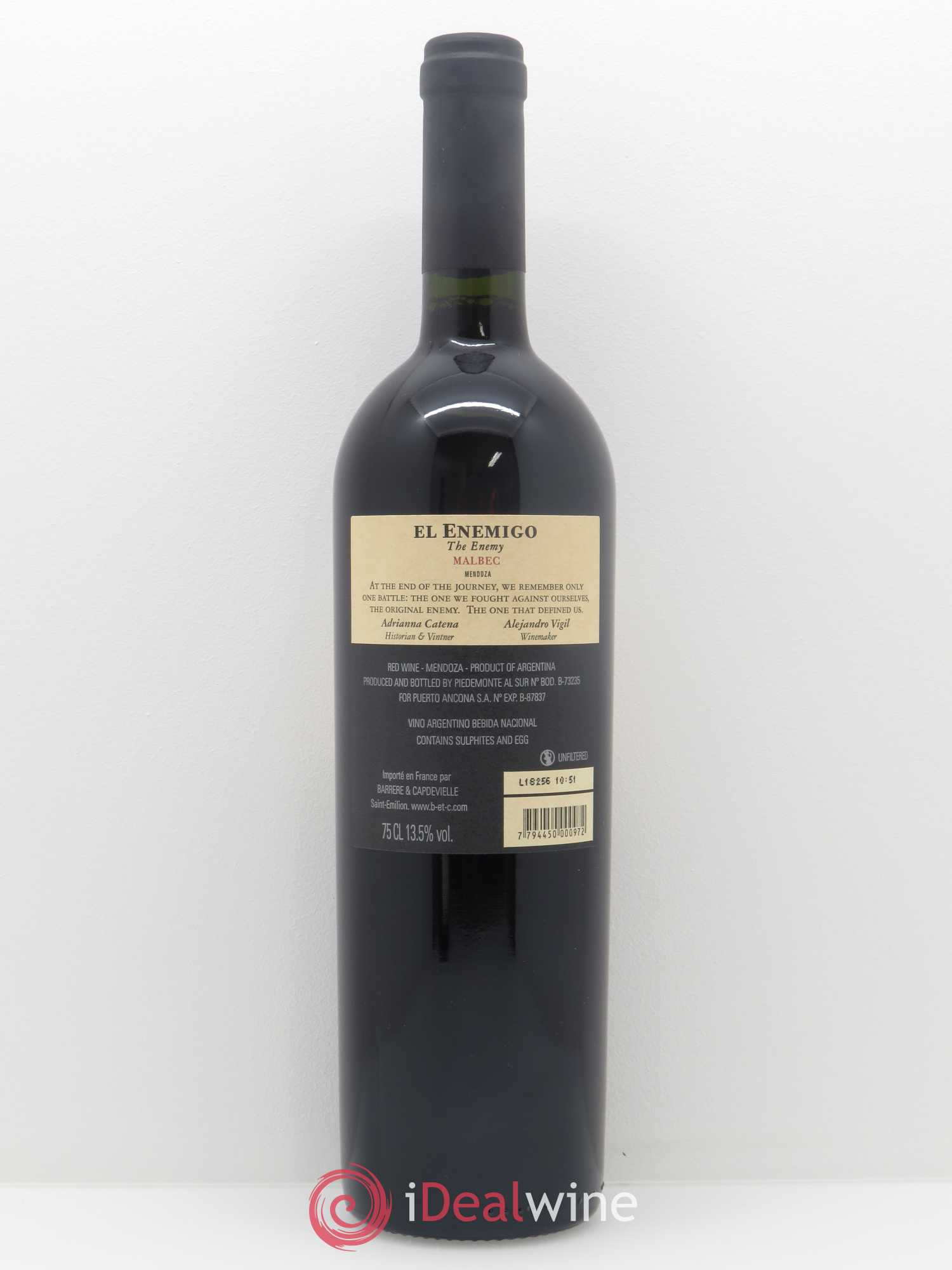 Mendoza Malbec El Enemigo 2015 - Lot de 1 bouteille - 1