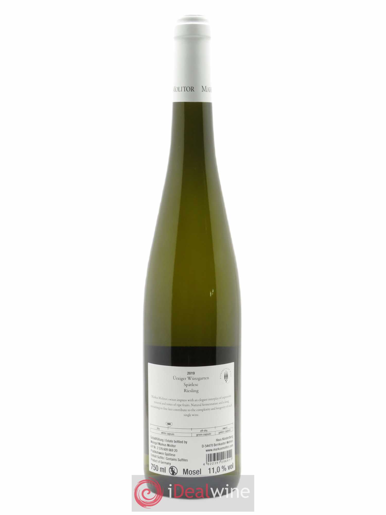 Riesling Markus Molitor Urziger Wurzgarten Spatlese White Capsule 2019 - Lot de 1 bouteille - 1