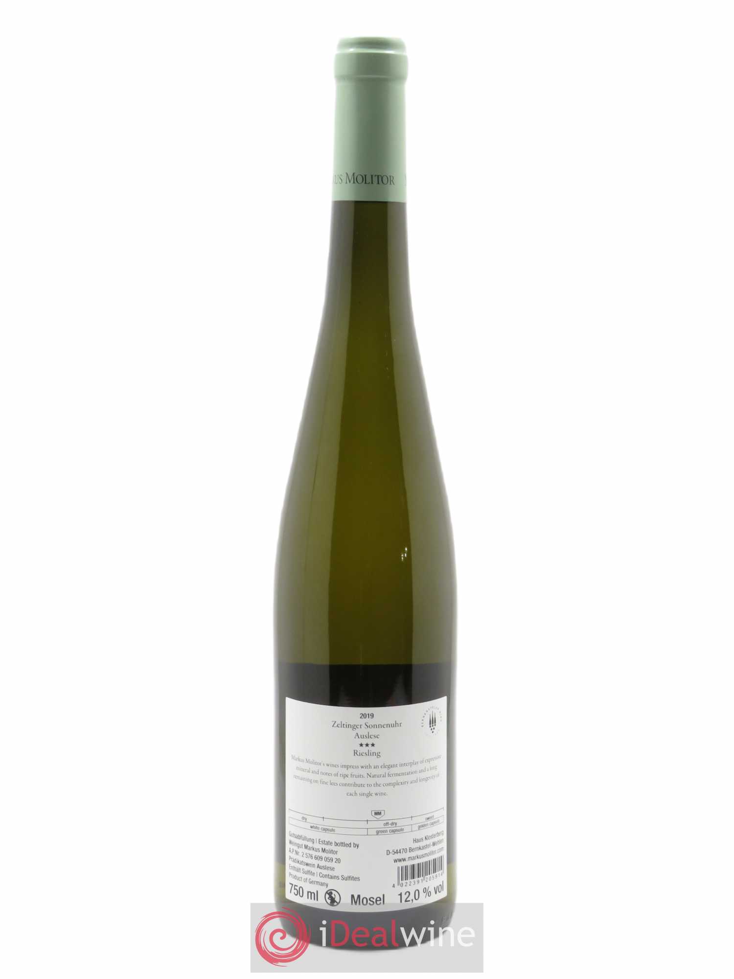 Riesling Markus Molitor Zeltinger Sonnenuhr Auslese Green Capsule°°° 2019 - Lotto di 1 bottiglia - 1