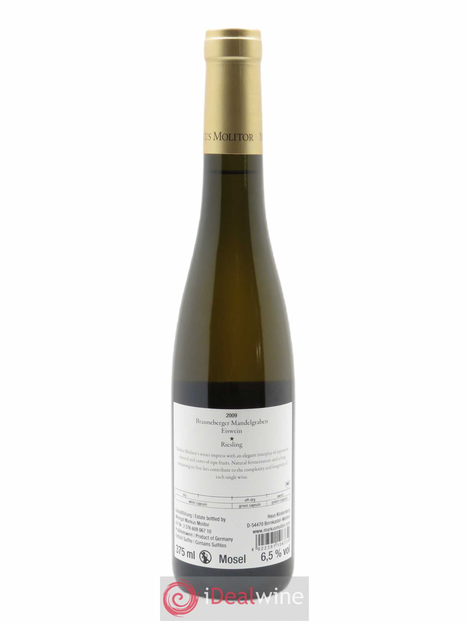 Riesling Markus Molitor Brauneberger Mandelgraben Eiswein 2009 - Lot de 1 demi bouteille - 1