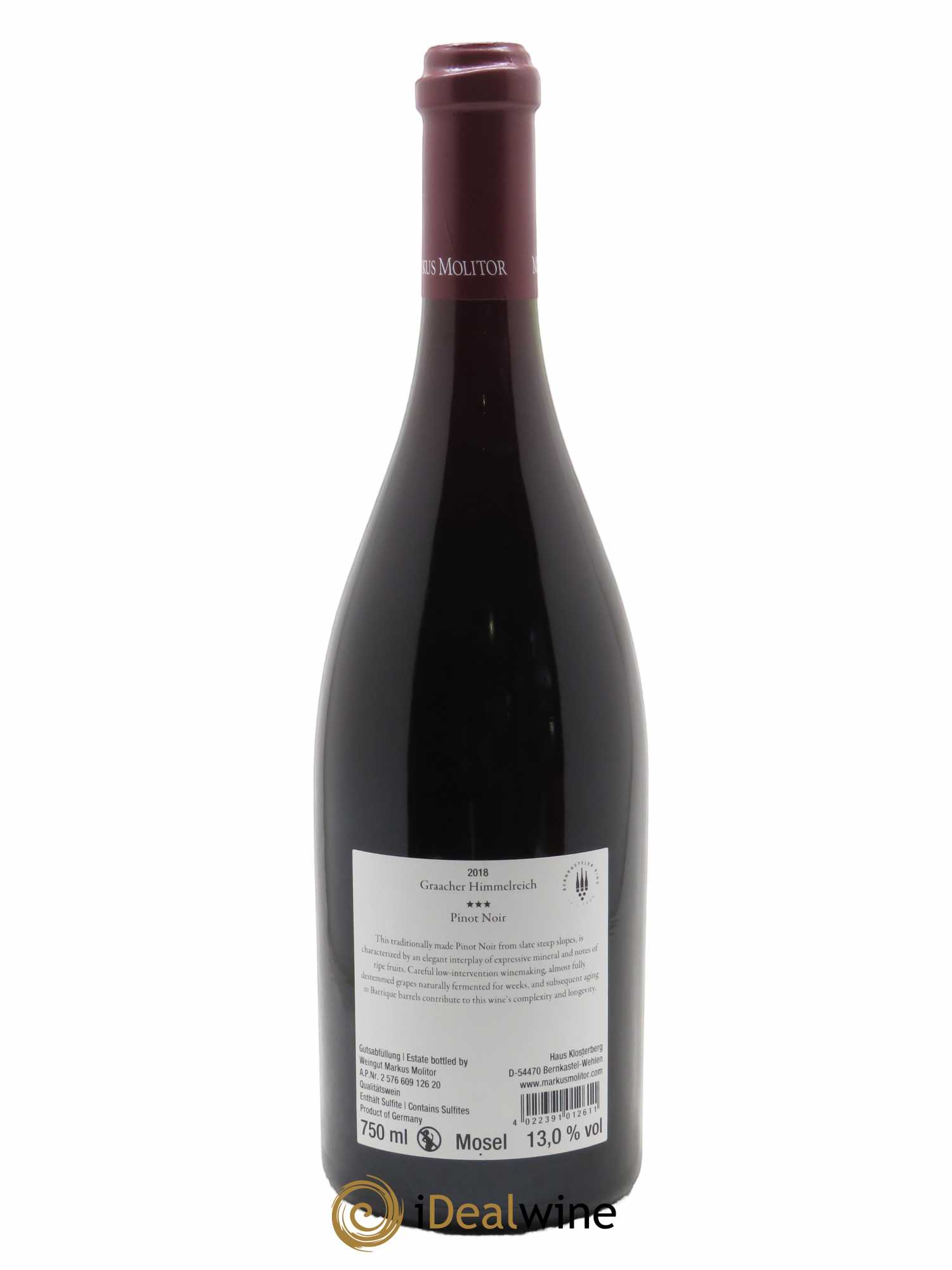 Pinot Noir Markus Molitor Graacher Himmelreich °°° 2018 - Lot de 1 bouteille - 1