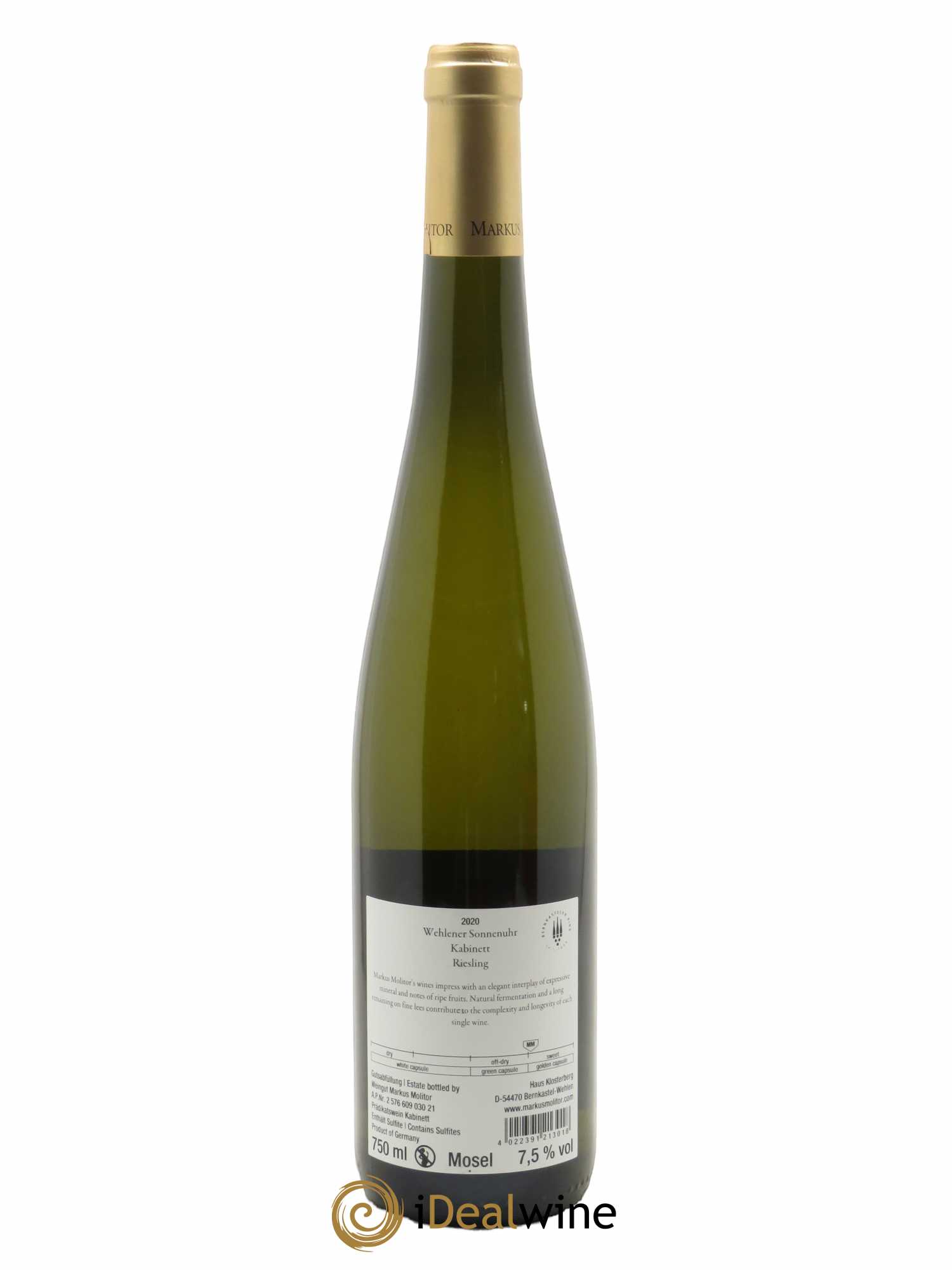 Riesling Markus Molitor Wehlener Sonnenuhr Kabinett Gold Capsule 2020 - Lot de 1 bouteille - 1
