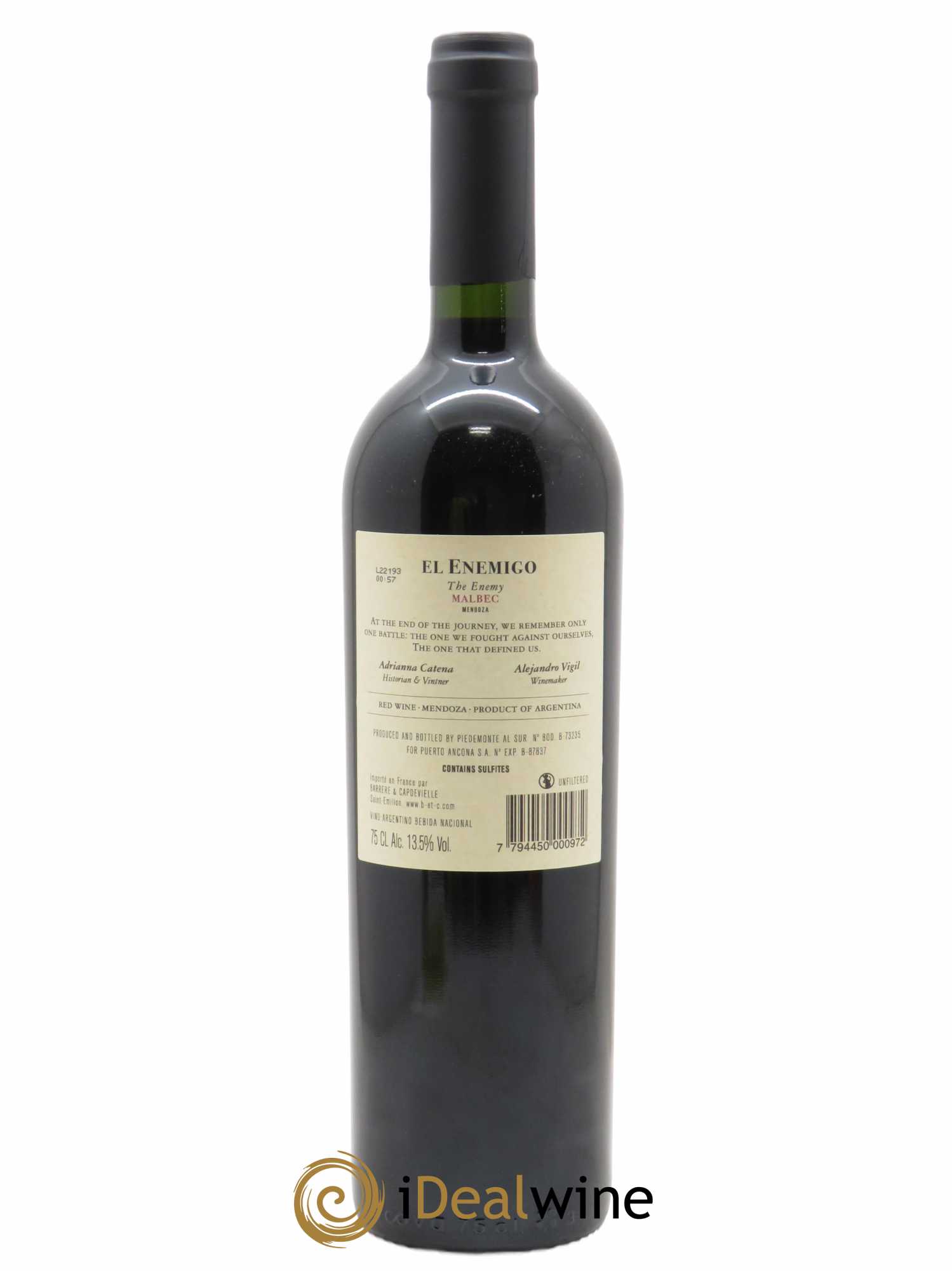 Mendoza Malbec El Enemigo 2019 - Lot de 1 bouteille - 1