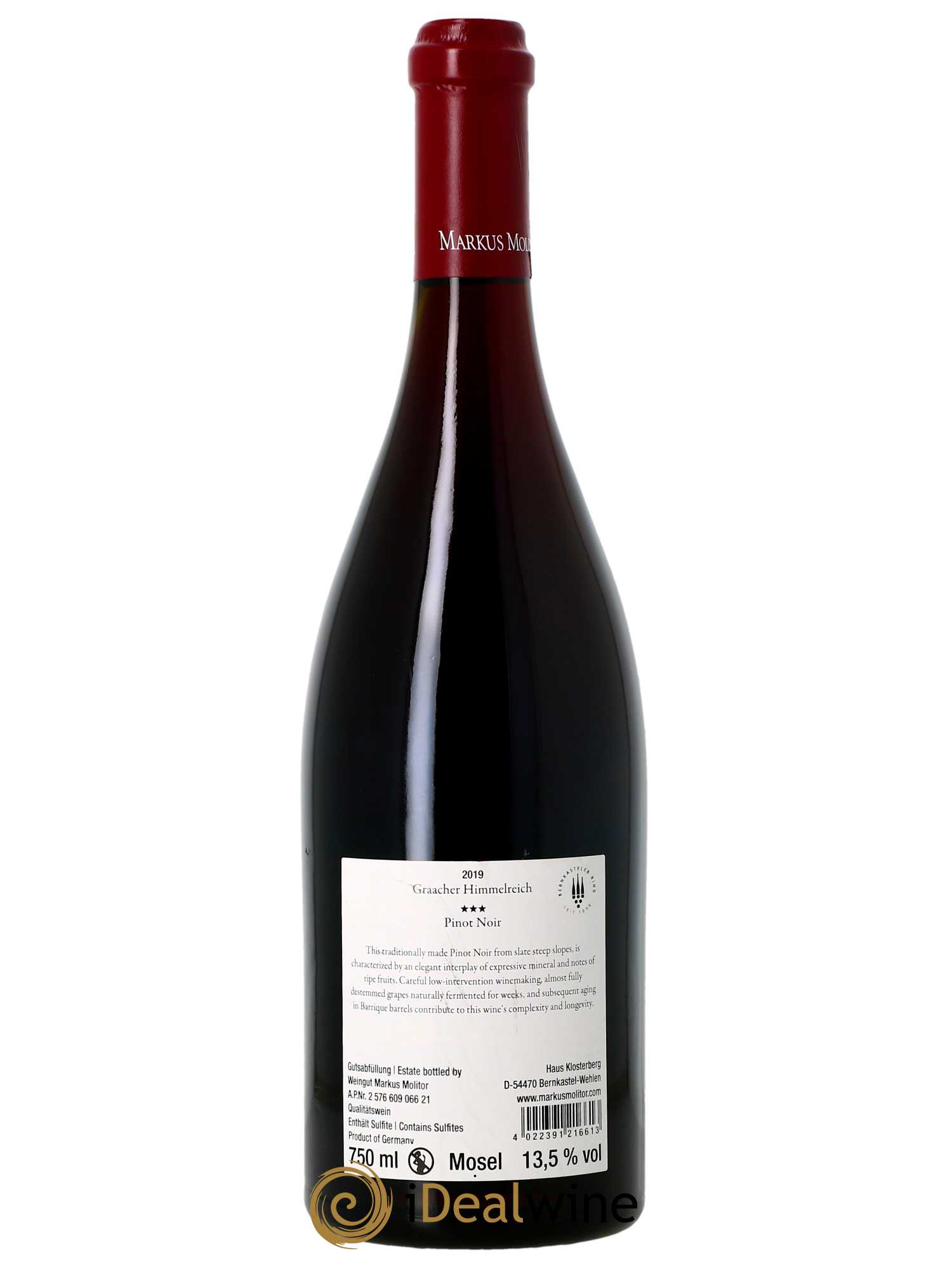 Pinot Noir Markus Molitor Graacher Himmelreich °°° 2019 - Posten von 1 Flasche - 1