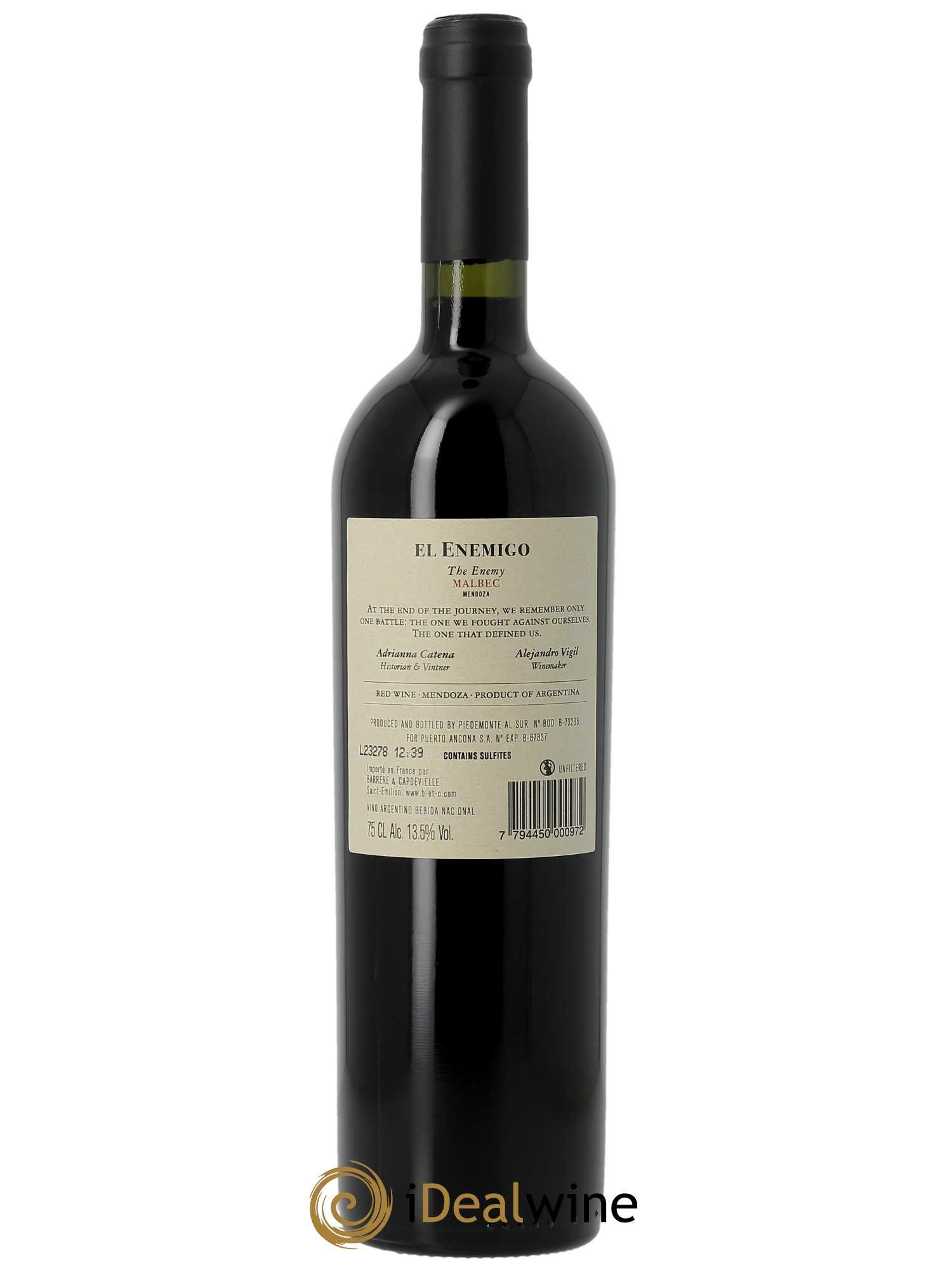 Mendoza Malbec El Enemigo 2020 - Lot de 1 bouteille - 1