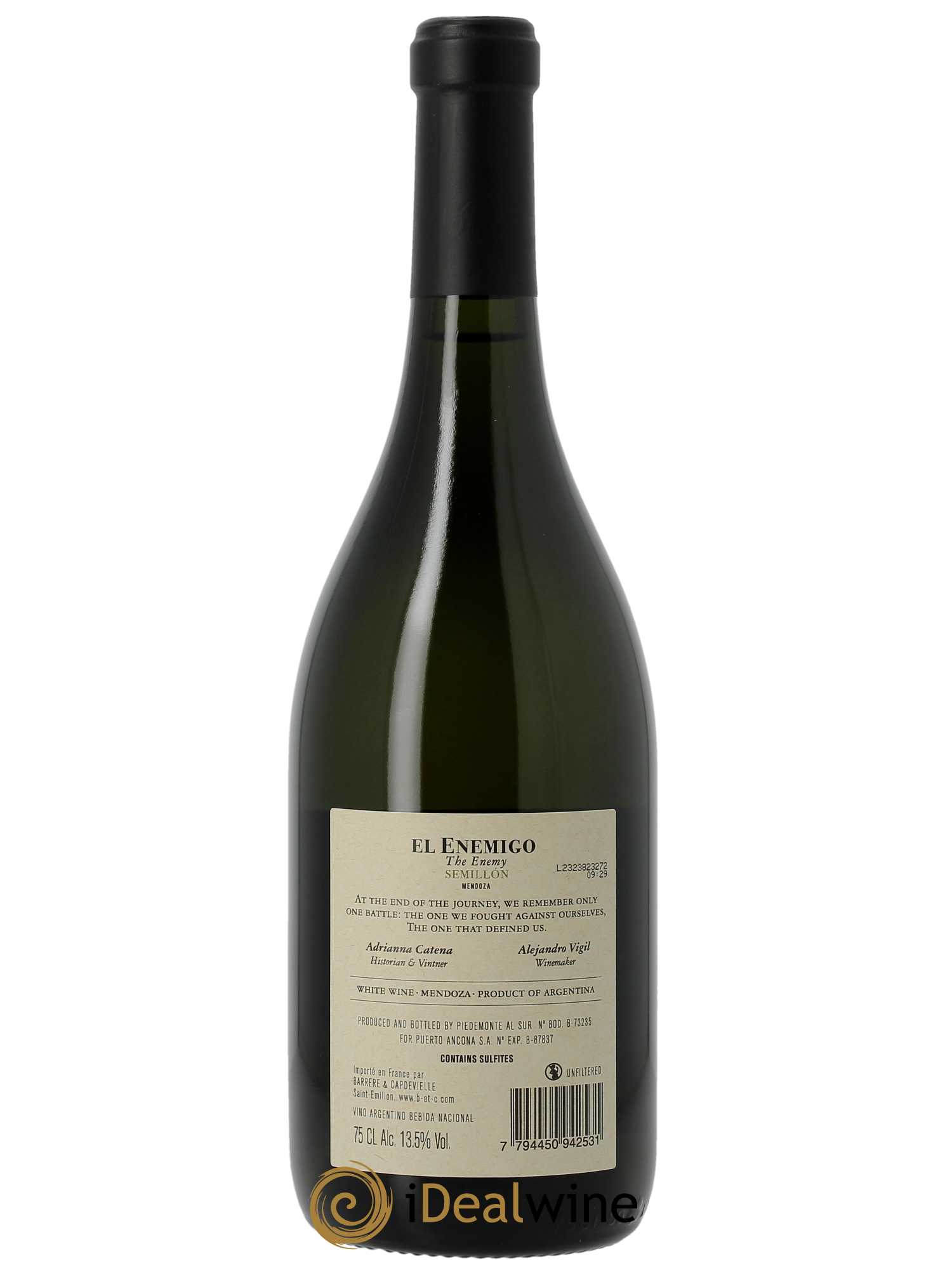 Mendoza Sémillon El Enemigo 2021 - Lot de 1 bouteille - 1