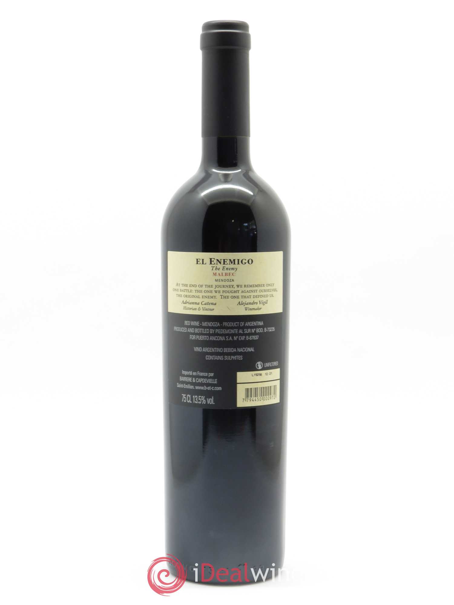 Mendoza Malbec El Enemigo 2016 - Lot de 1 bouteille - 1