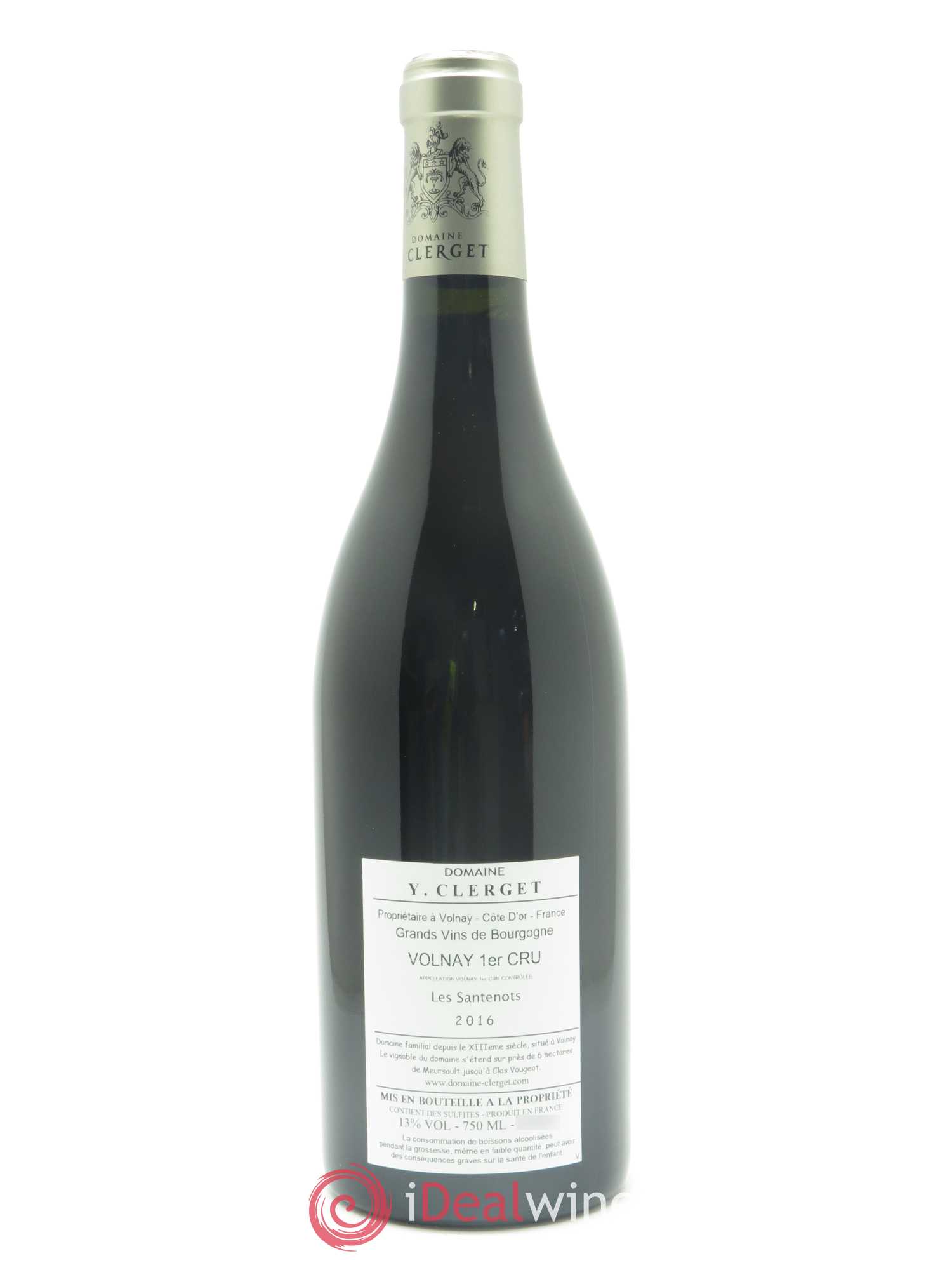 Volnay 1er Cru Santenots Yvon Clerget 2016 - Lot de 1 bouteille - 1