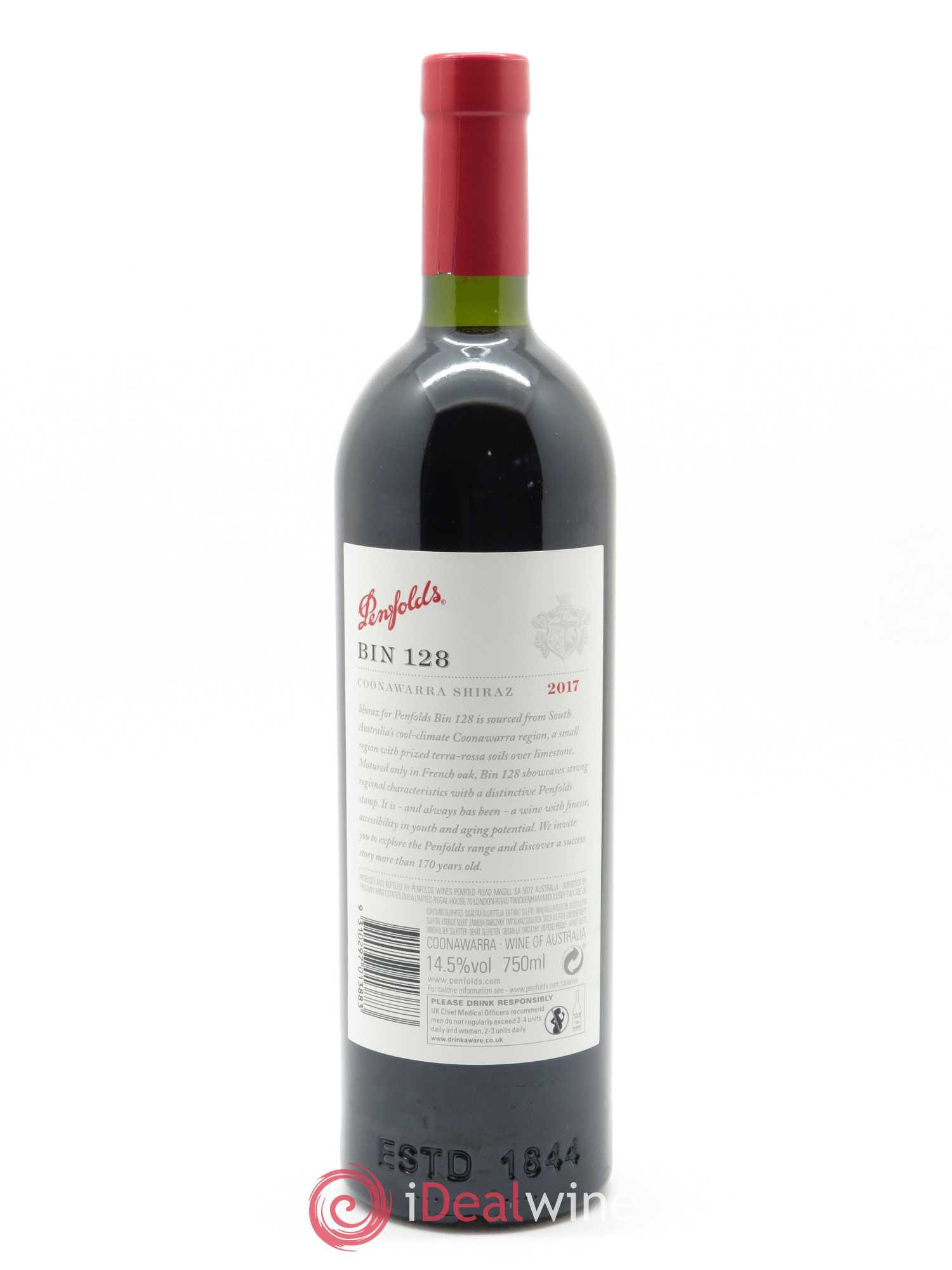 Coonawarra Penfolds Wines Bin 128 Shiraz 2017 - Lot de 1 bouteille - 1