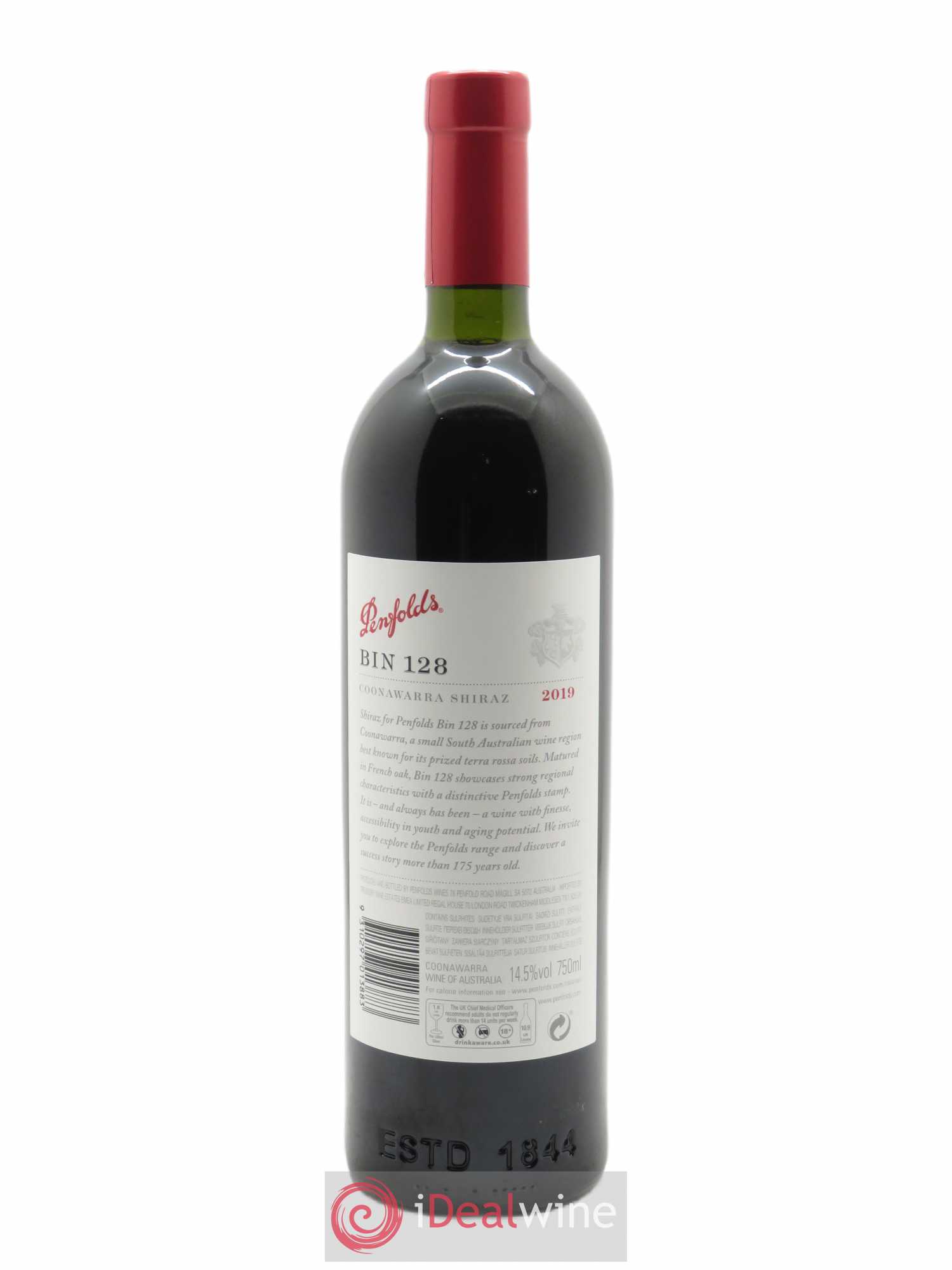 Coonawarra Penfolds Wines Bin 128 Shiraz 2019 - Lot de 1 bouteille - 1
