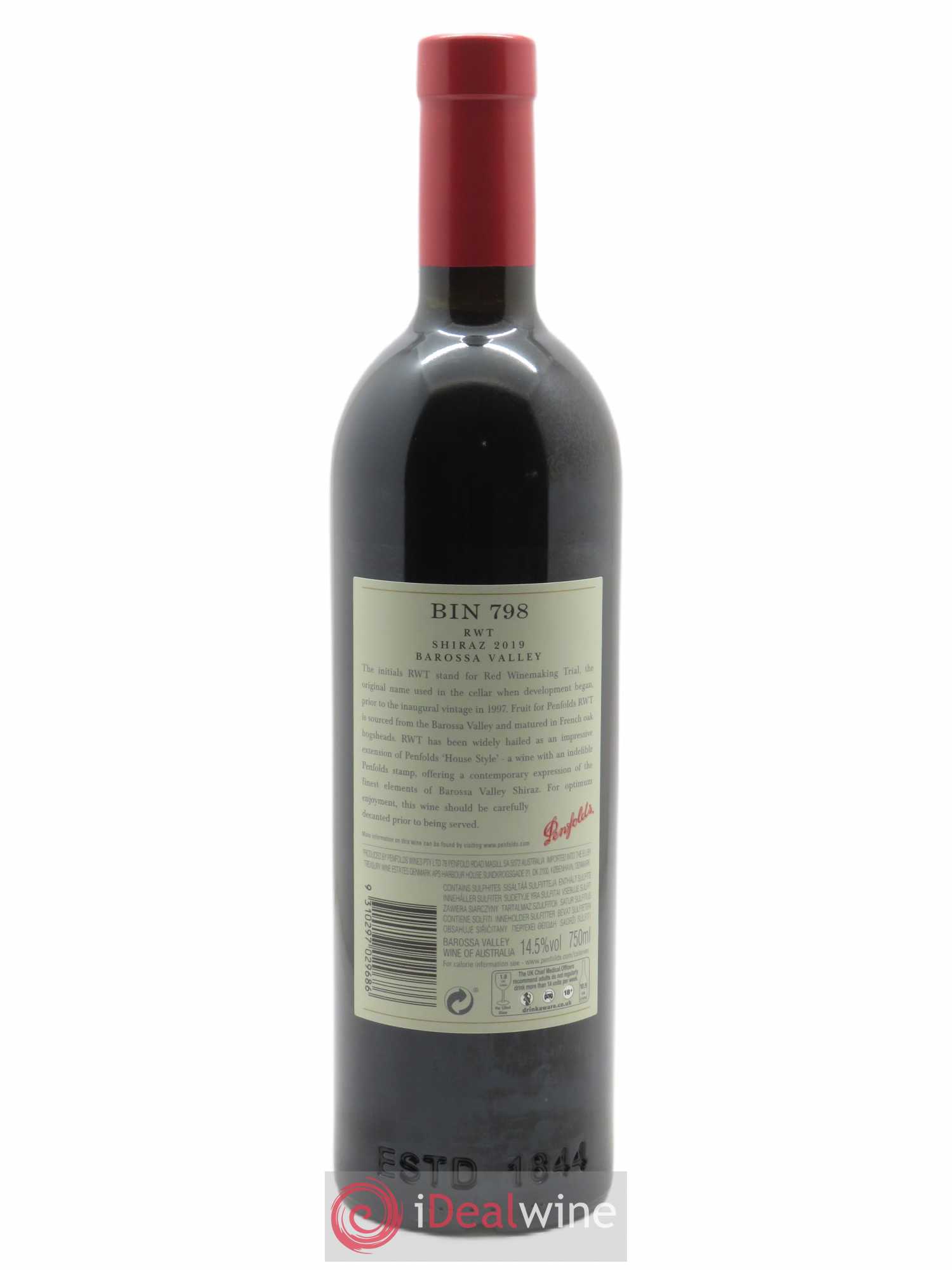 Barossa Valley Penfolds Wines RWT Bin 798 Shiraz 2019 - Lot de 1 bouteille - 2