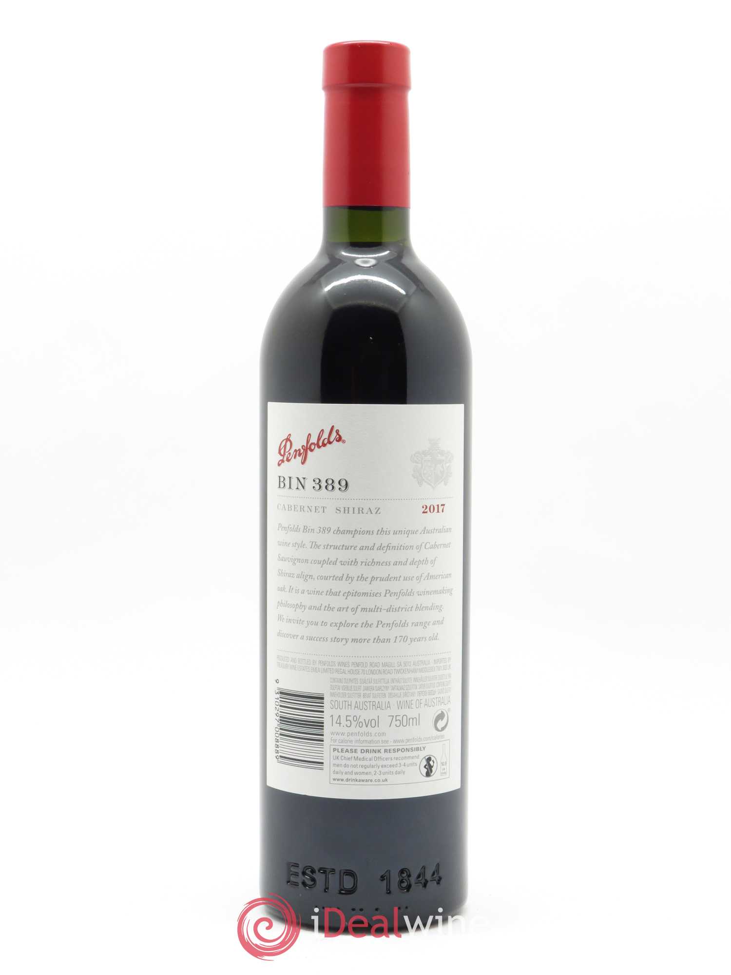 South Australia Penfolds Wines Bin 389 Cabernet Shiraz 2017 - Lot de 1 bouteille - 1