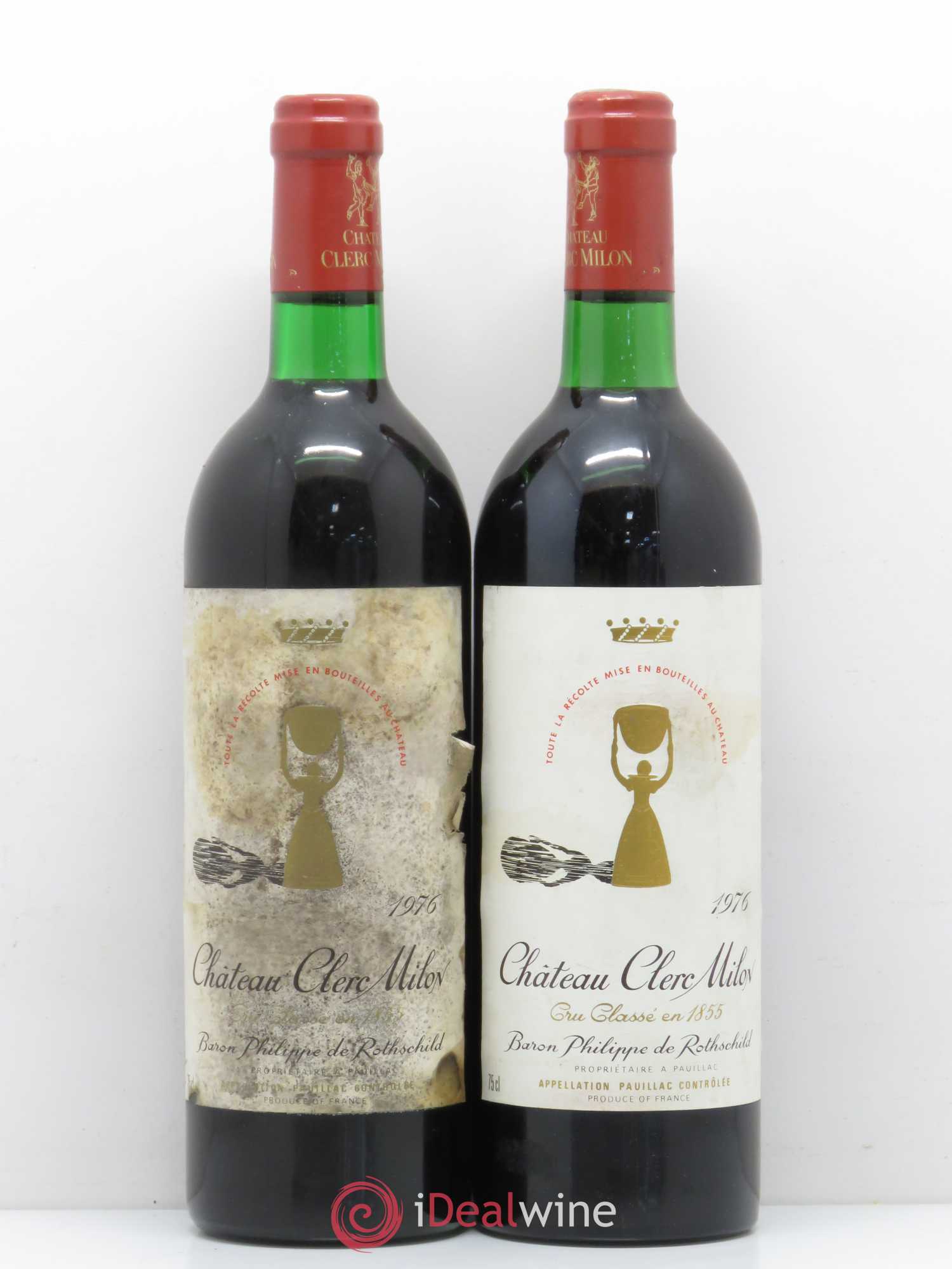 Château Clerc Milon 5ème Grand Cru Classé 1976 - Lot de 2 bouteilles - 0