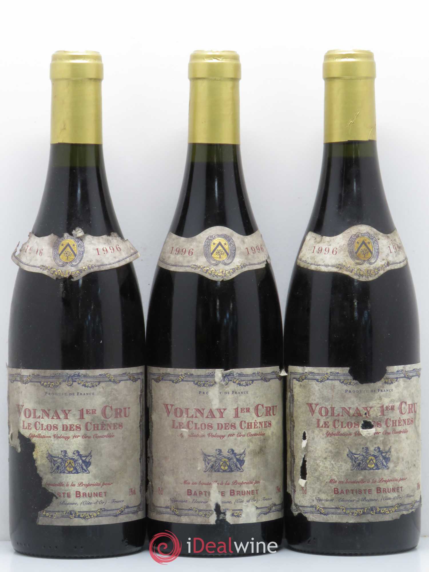 Volnay 1er Cru Clos des Chênes Domaine Baptiste Brunet 1996 - Posten von 3 Flaschen - 0