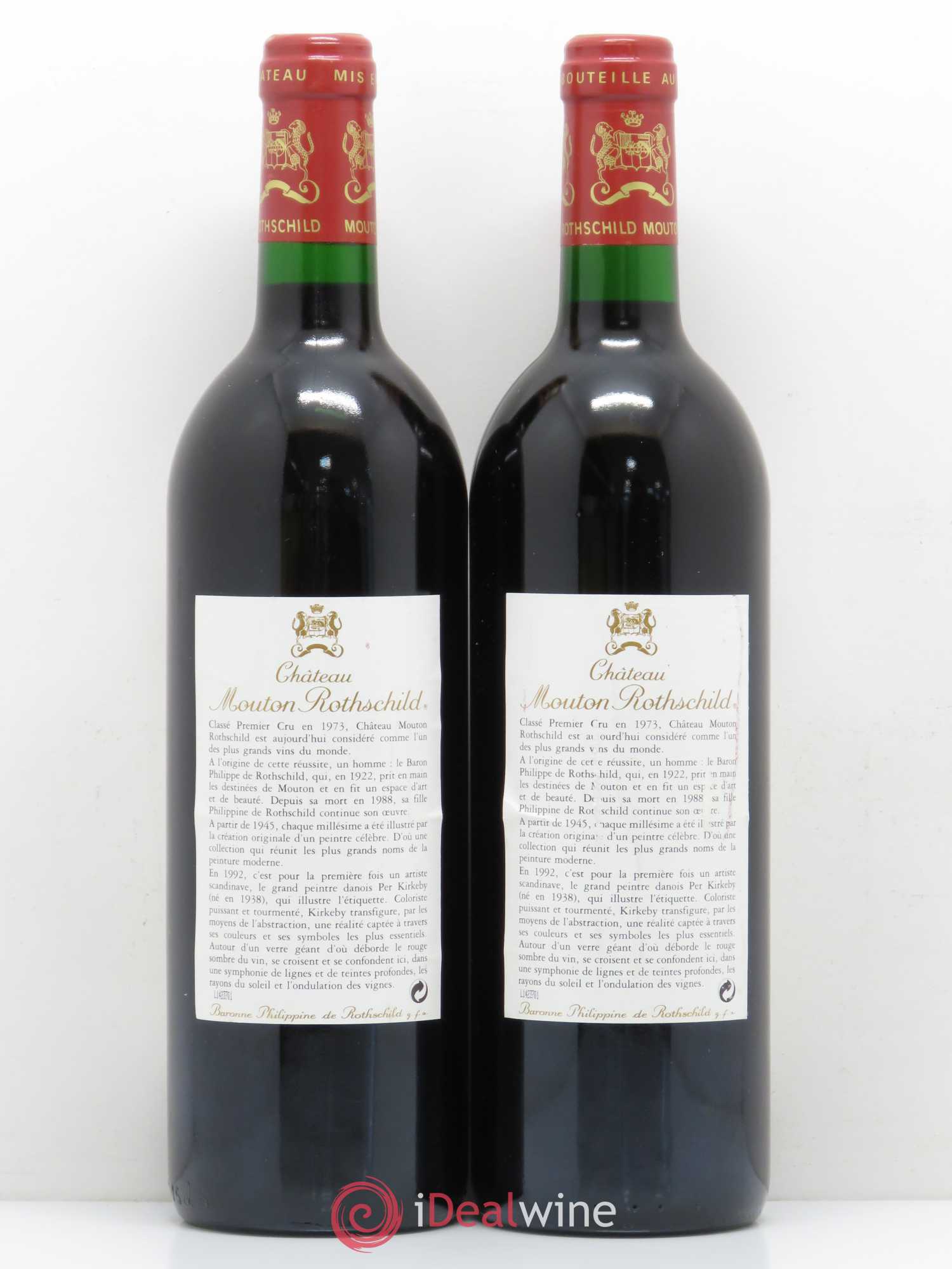 Château Mouton Rothschild 1er Grand Cru Classé 1992 - Lot de 2 bouteilles - 1