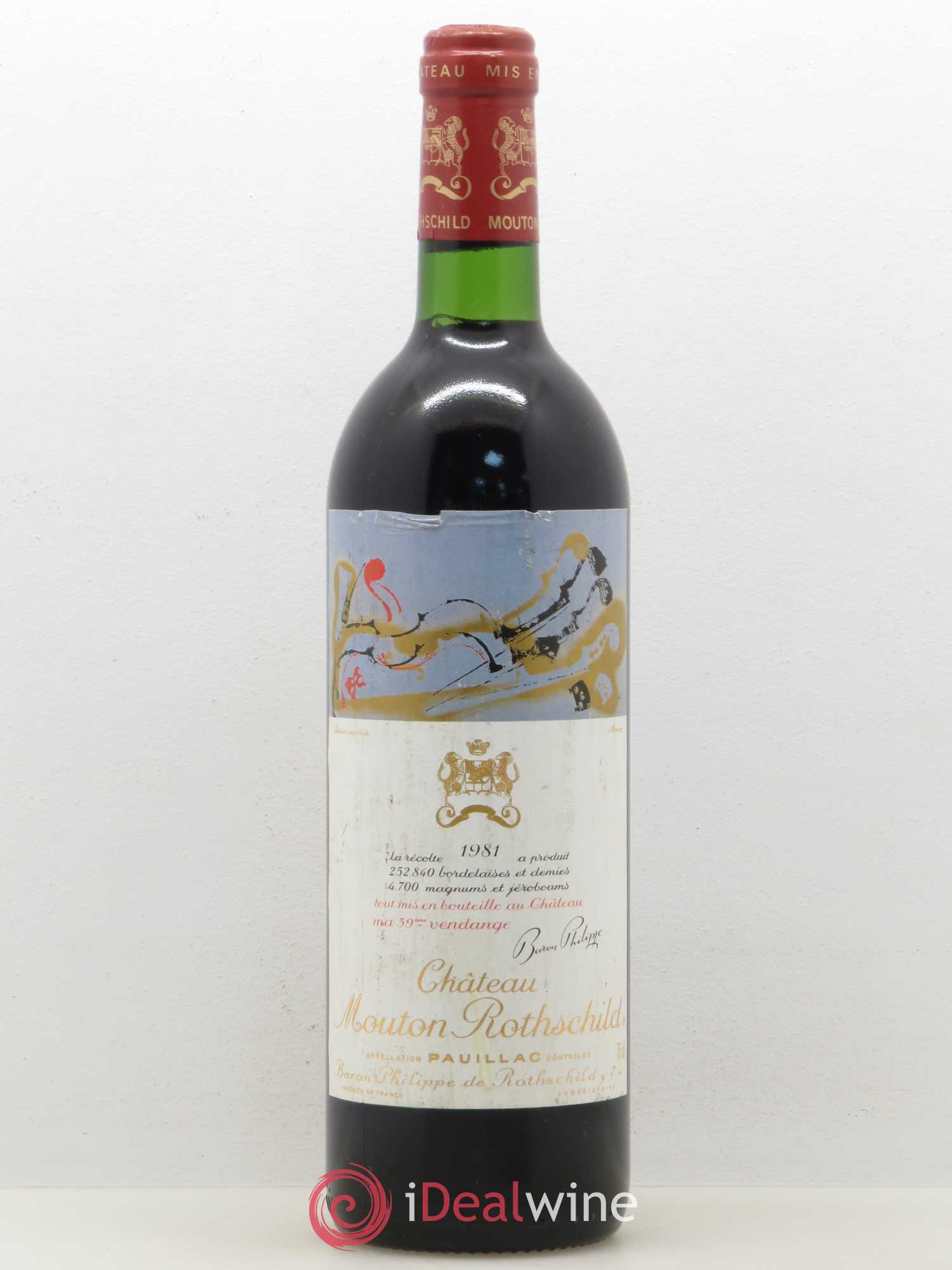 Château Mouton Rothschild 1er Grand Cru Classé 1981 - Lot de 1 bouteille - 0