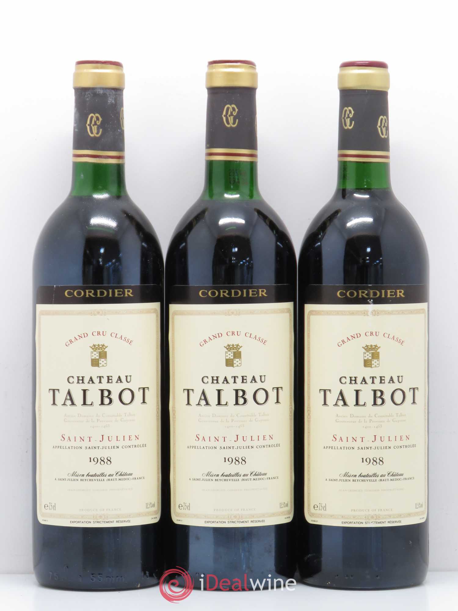 Château Talbot 4ème Grand Cru Classé 1988 - Lot de 3 bouteilles - 0