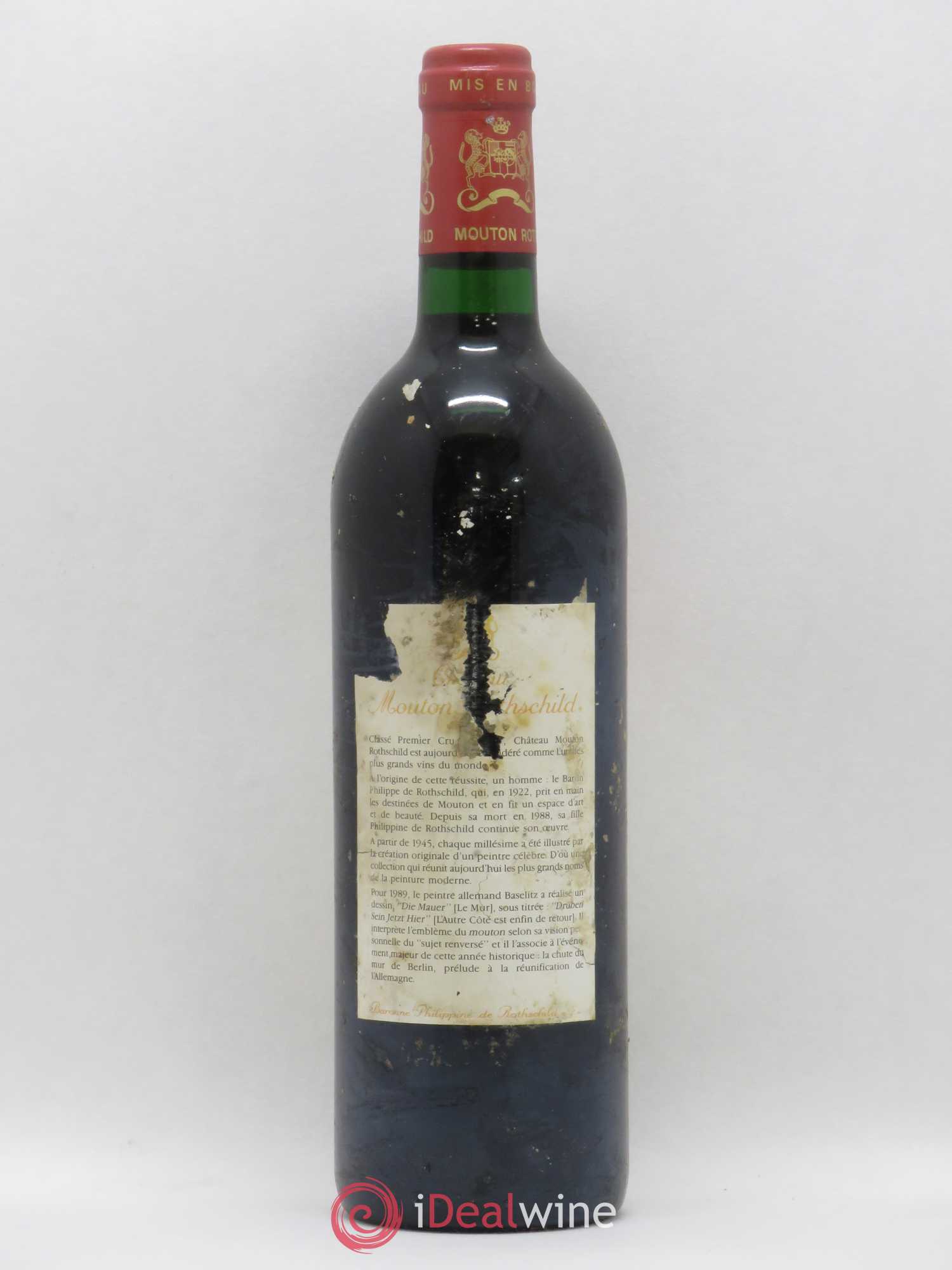 Château Mouton Rothschild 1er Grand Cru Classé 1989 - Lot de 1 bouteille - 1
