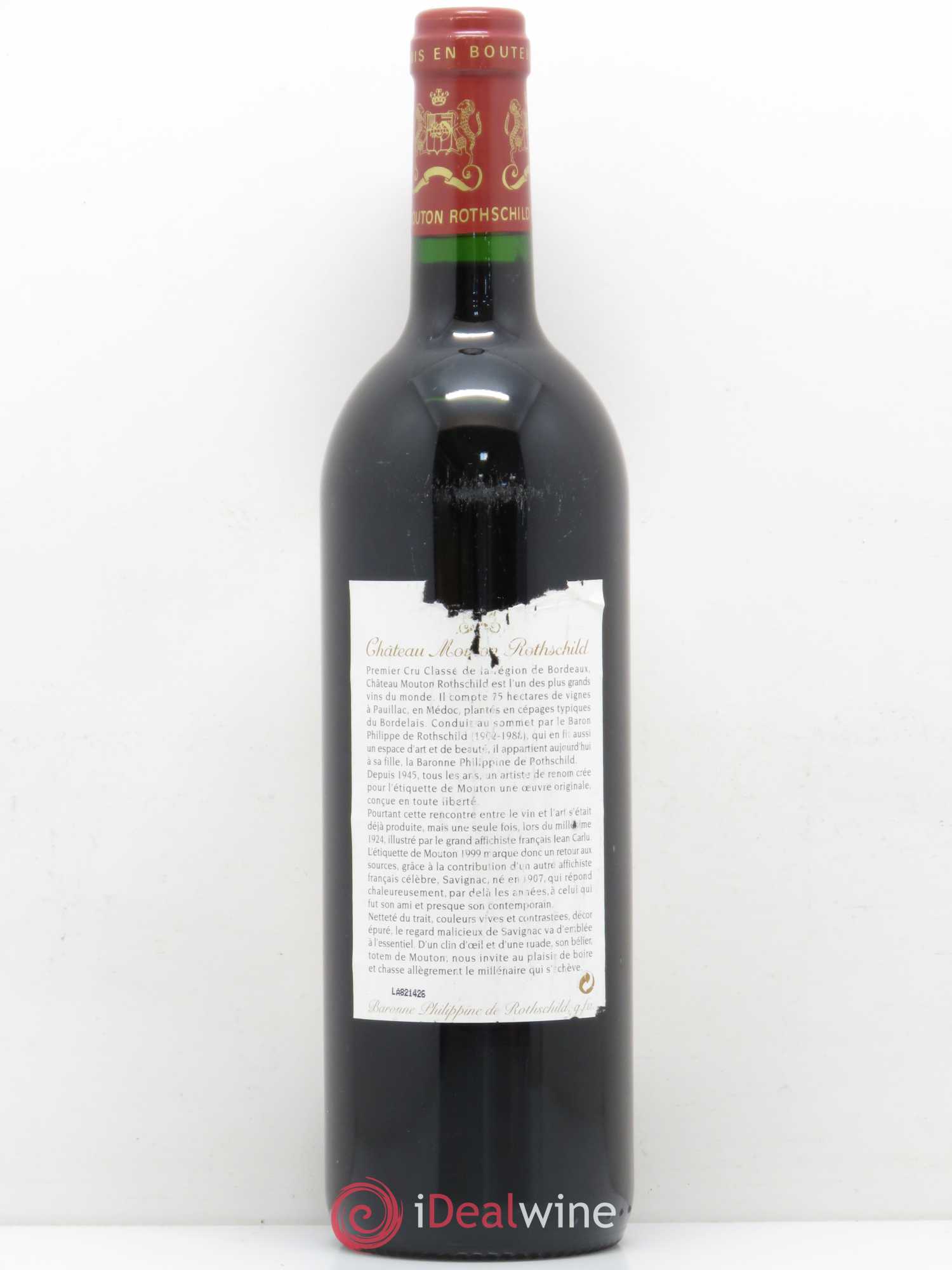 Château Mouton Rothschild 1er Grand Cru Classé 1999 - Lot de 1 bouteille - 1