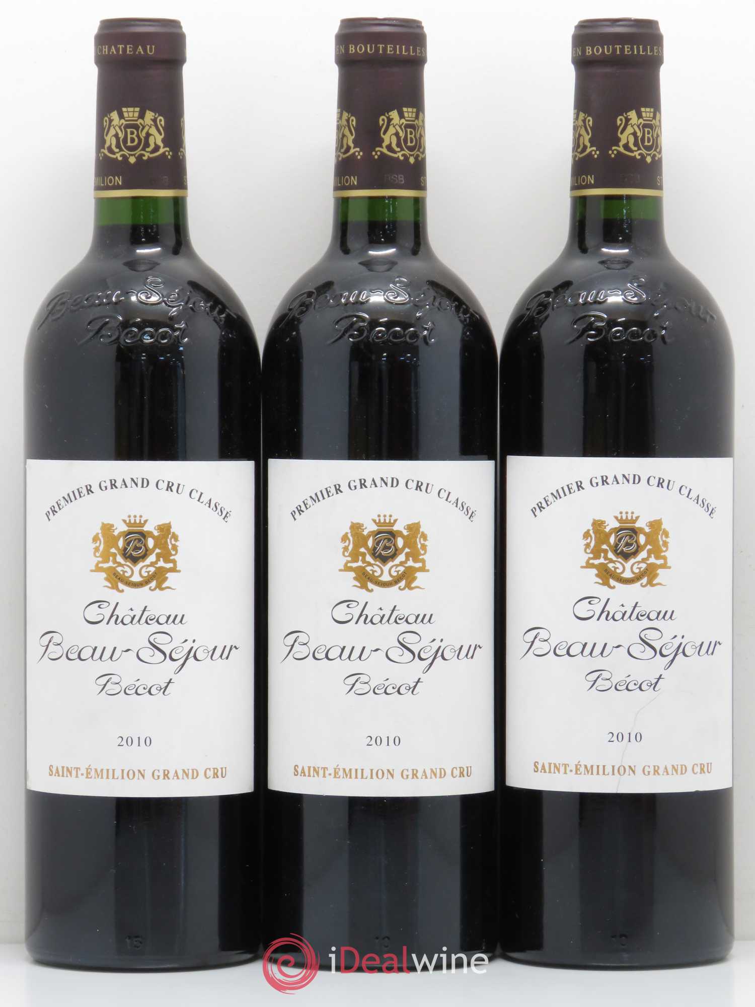 Château Beau-Séjour Bécot 1er Grand Cru Classé B 2010 - Lotto di 3 bottiglie - 0