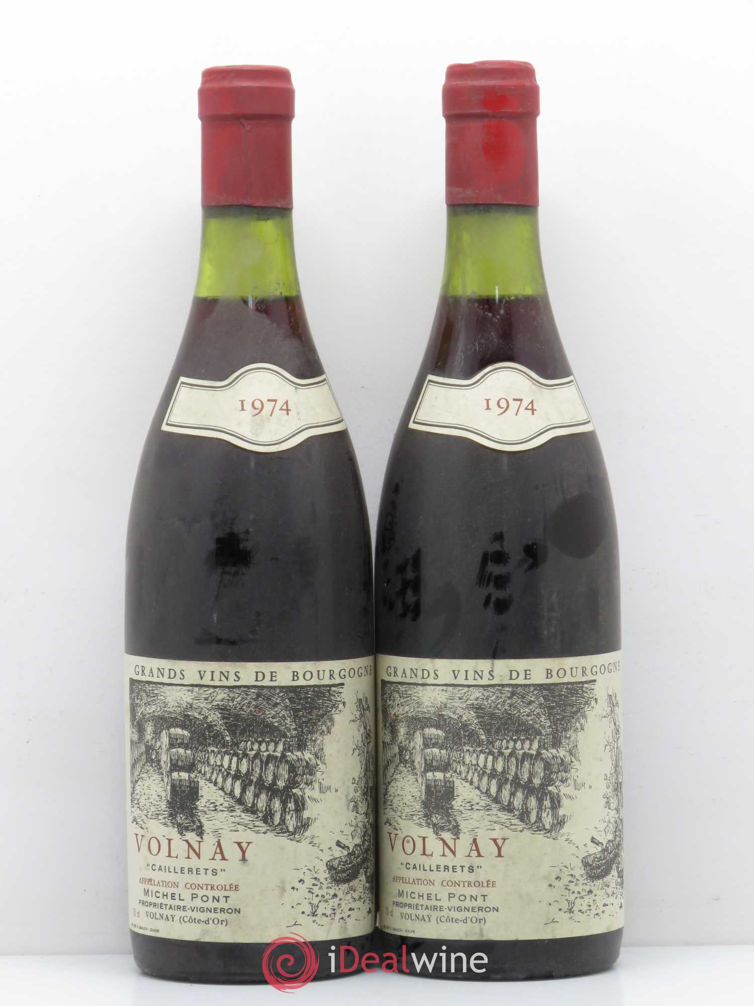 Volnay 1er Cru Caillerets Domaine Michel Pont 1974 - Lot de 2 bouteilles - 0