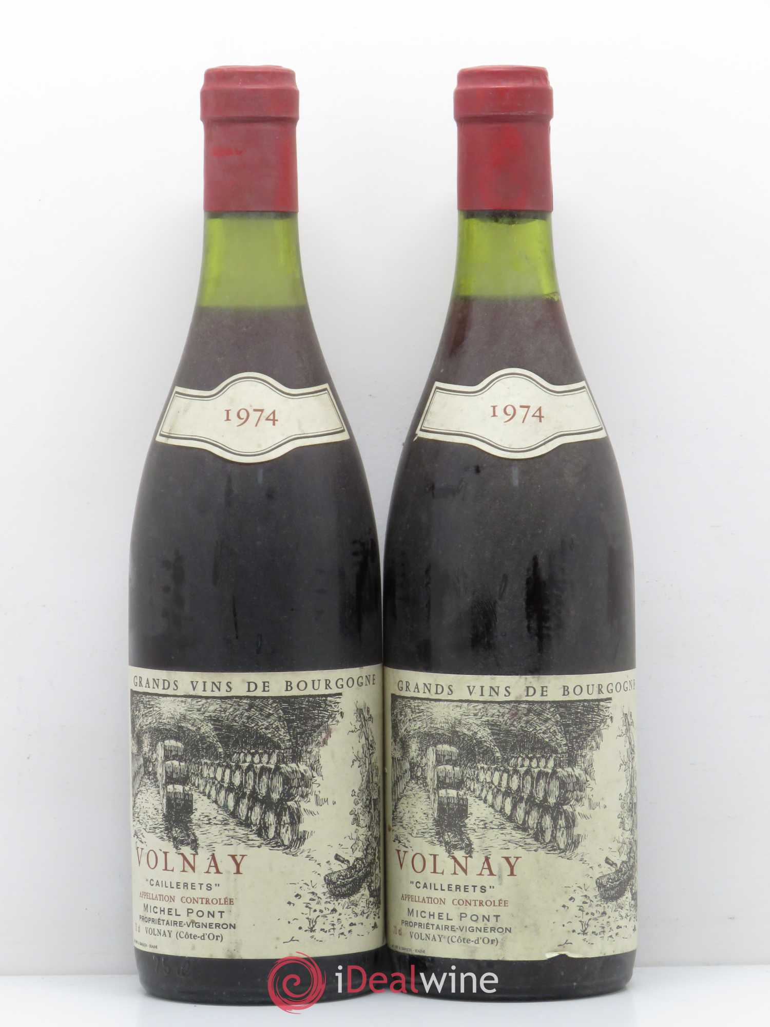 Volnay 1er Cru Caillerets Domaine Michel Pont 1974 - Lot de 2 bouteilles - 0