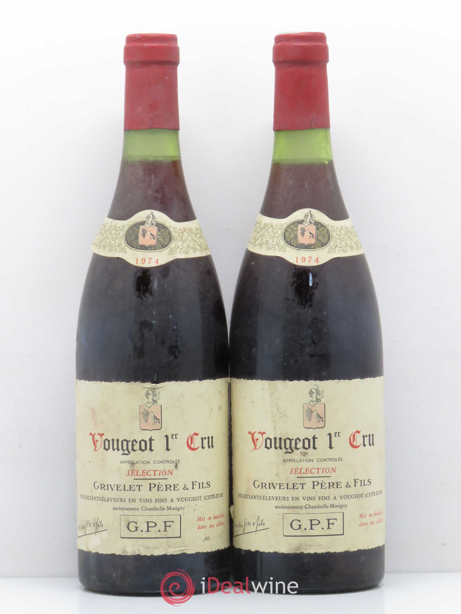 Vougeot 1er Cru Sélection Grivelet 1974 - Lot de 2 bouteilles - 0