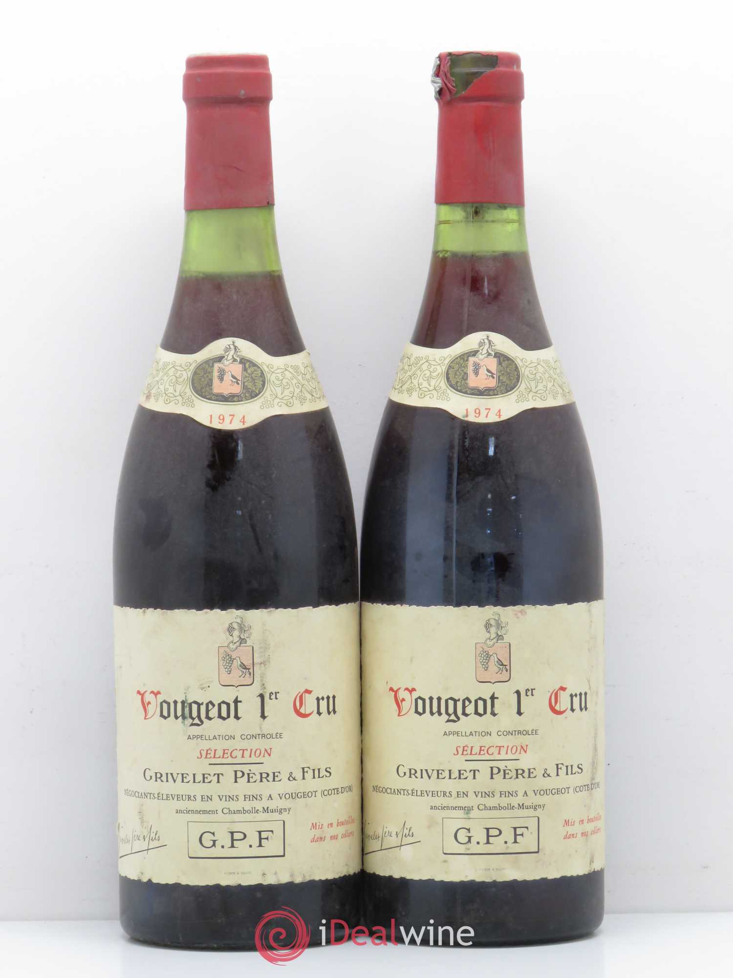 Vougeot 1er Cru Sélection Grivelet 1974 - Lot de 2 bouteilles - 0
