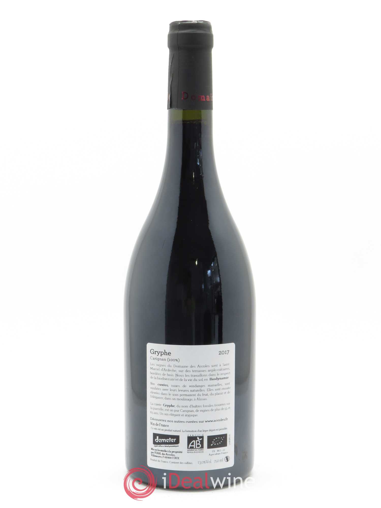 IGP Ardèche Gryphe Domaine des Accoles 2017 - Lot de 1 bouteille - 1