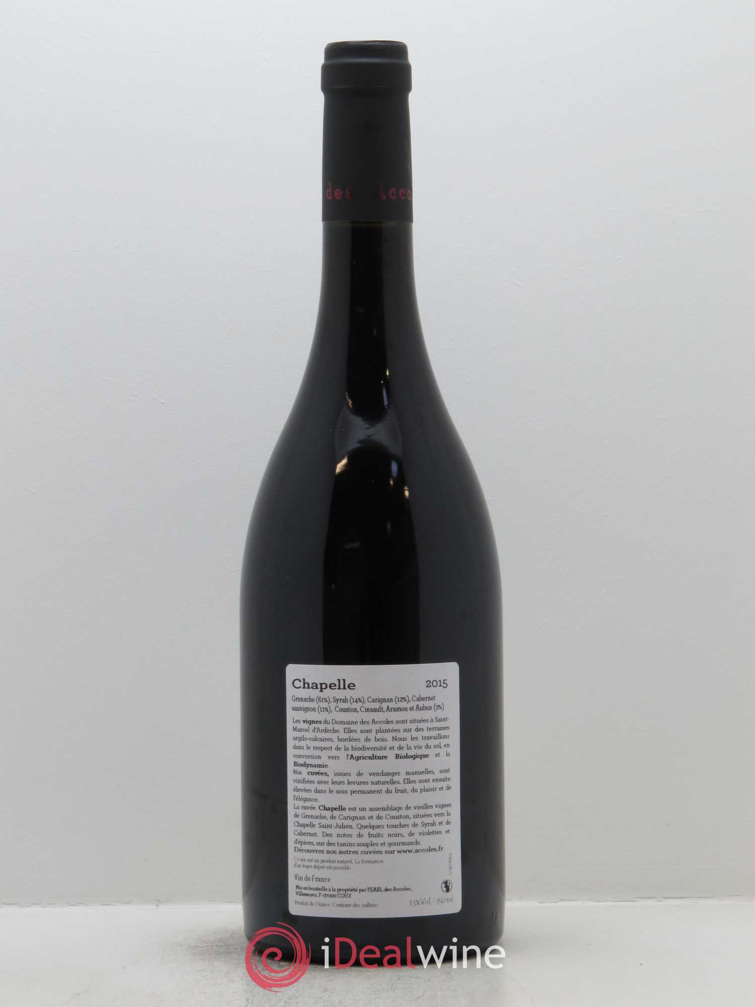 Ardèche Chapelle Domaine des Accoles 2015 - Lot de 1 bouteille - 1