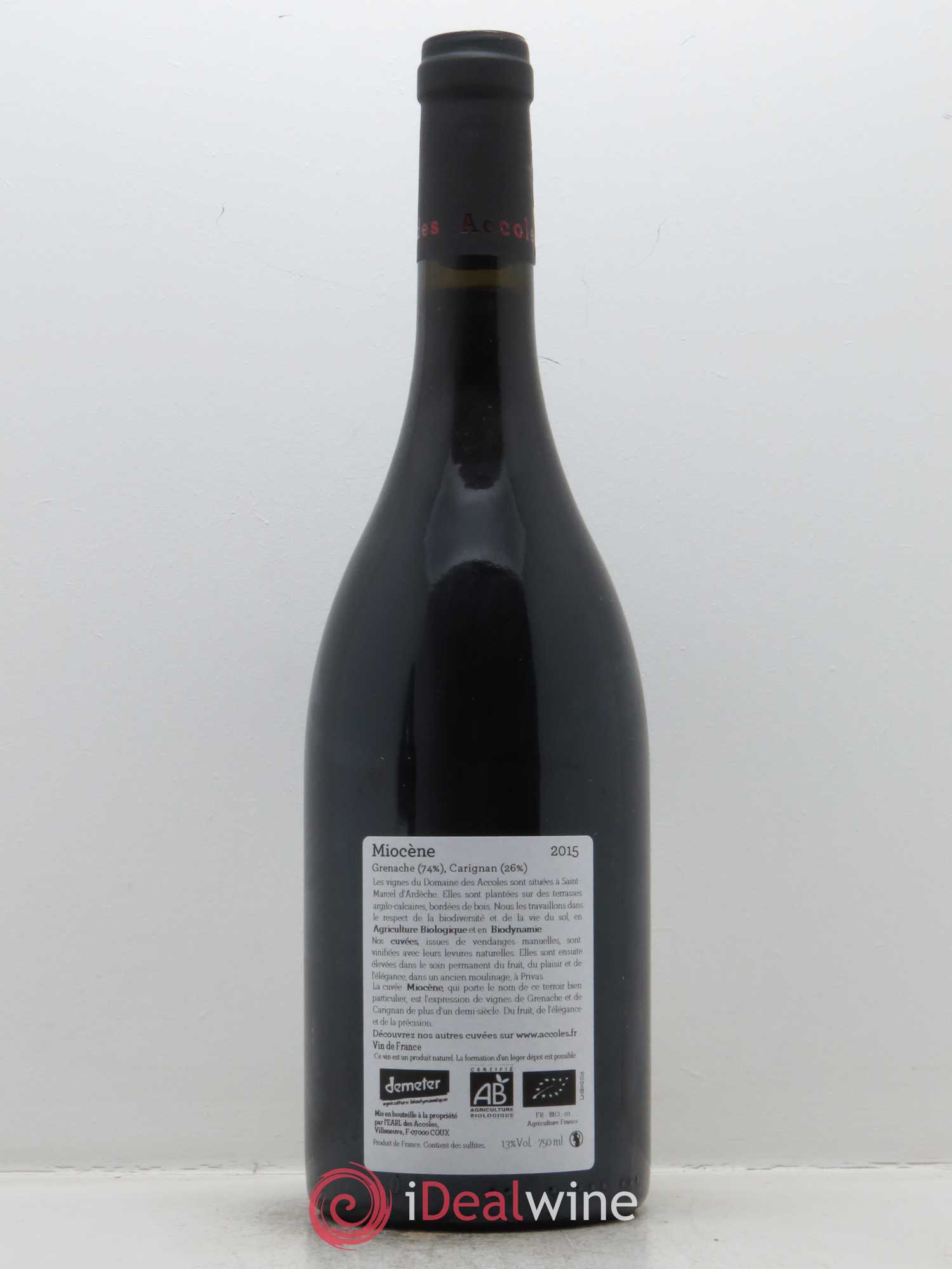 Ardèche Miocène Domaine des Accoles 2015 - Lot de 1 bouteille - 1
