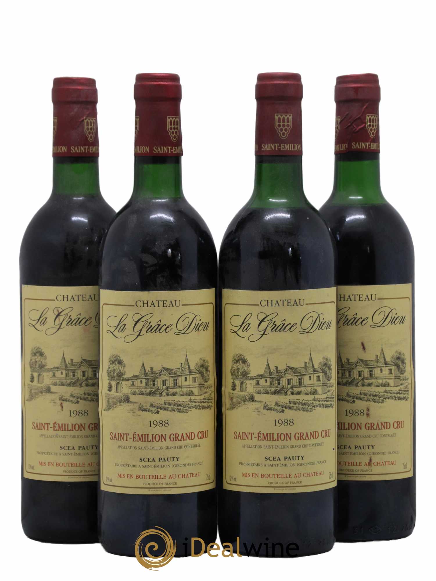 Château la Grâce Dieu 1988 - Lot de 4 bouteilles - 0
