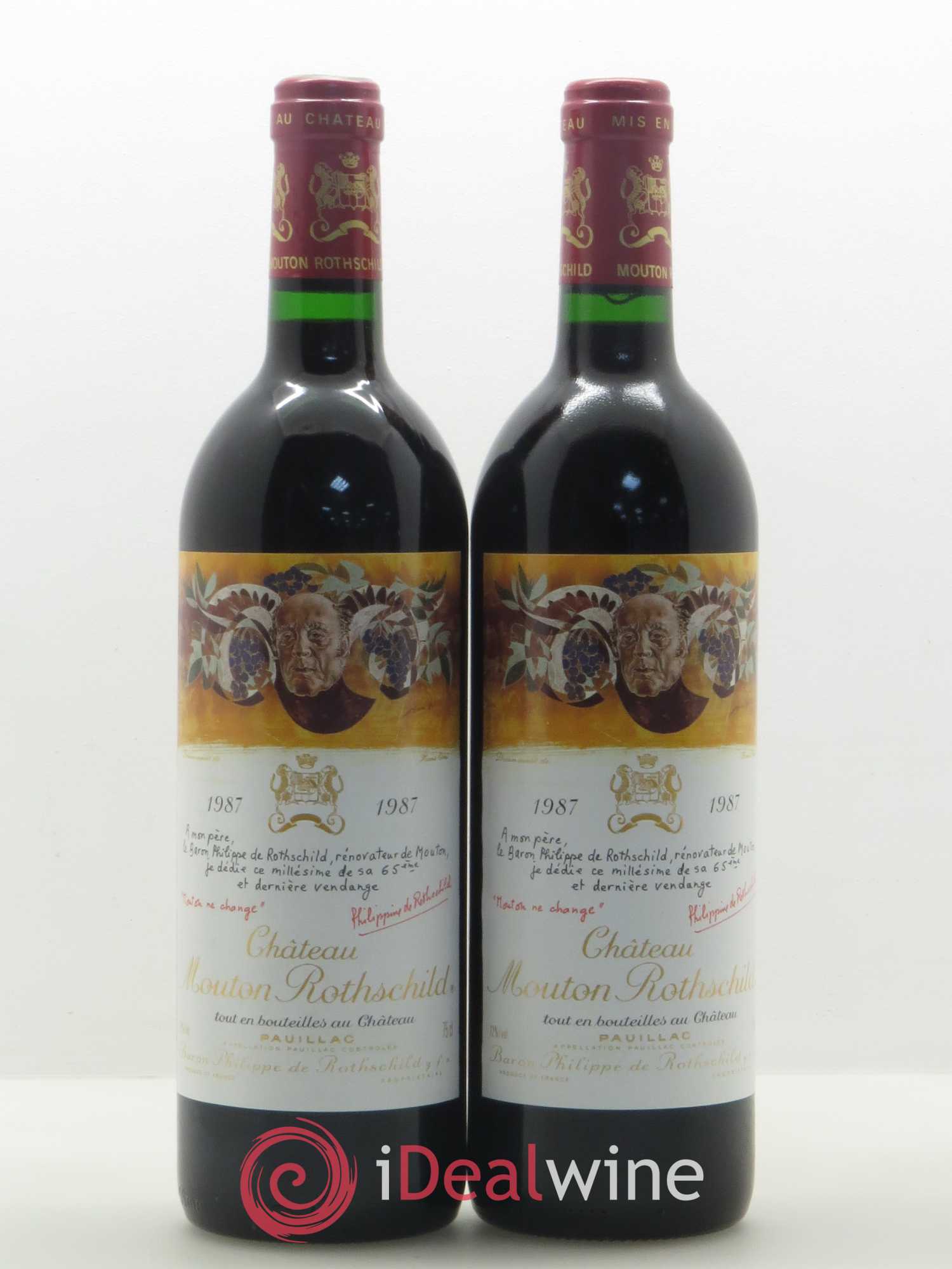 Château Mouton Rothschild 1er Grand Cru Classé 1987 - Lot de 2 bouteilles - 0